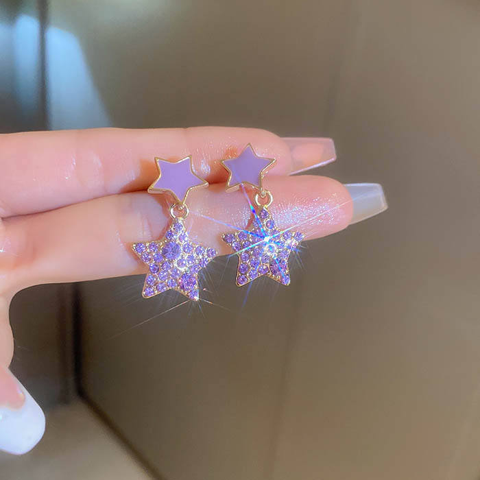 astria-jewellery-gold-plated-star-drop-earrings-for-women-purple-crystal-double-star-design-cute-sparkling-party-daily-wear-jewellery