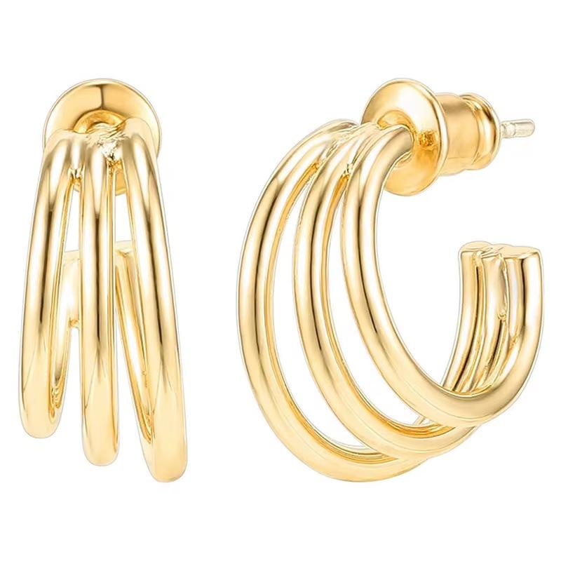 astria-jewellery-gold-plated-multi-layer-hoop-earrings-for-women-triple-line-designer-hoops-minimal-trendy-everyday-earrings