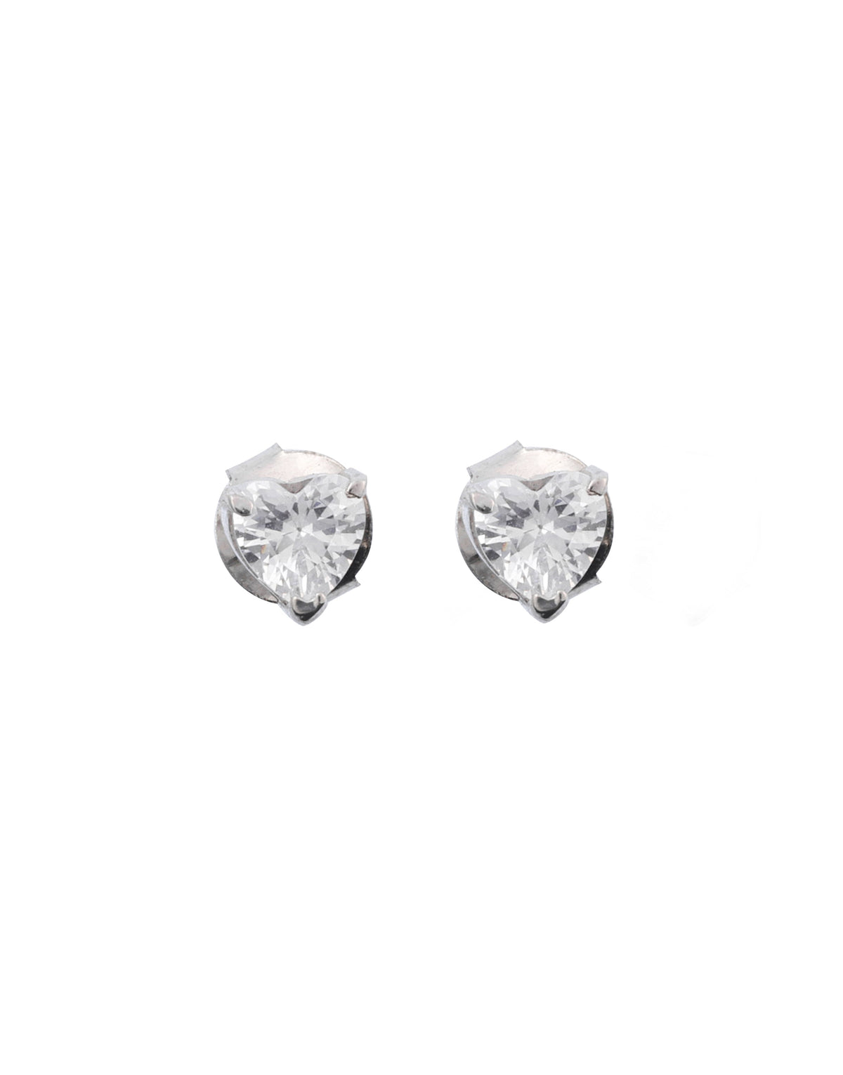 heart-shaped sterling silver cz pendant charm and stud earrings set