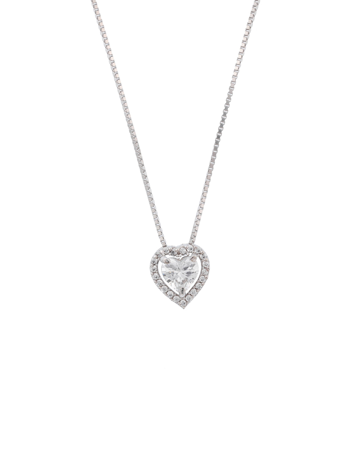 heart-shaped sterling silver cz pendant charm
