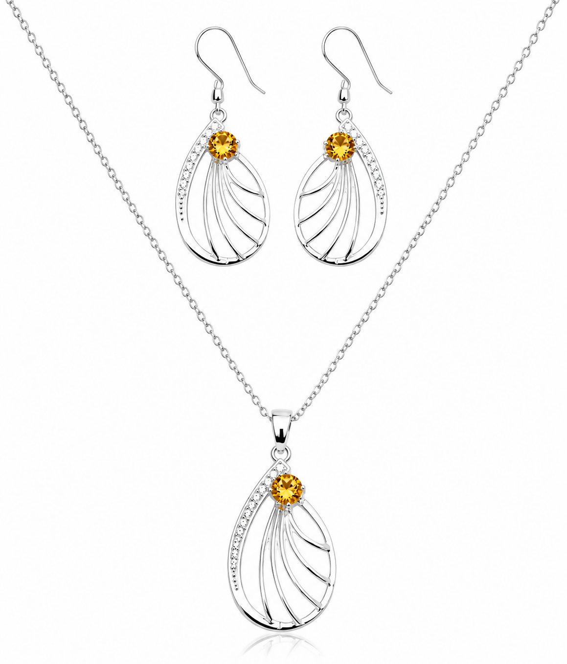 Solar Veil Citrine 925 Sterling Silver Jewellery Set