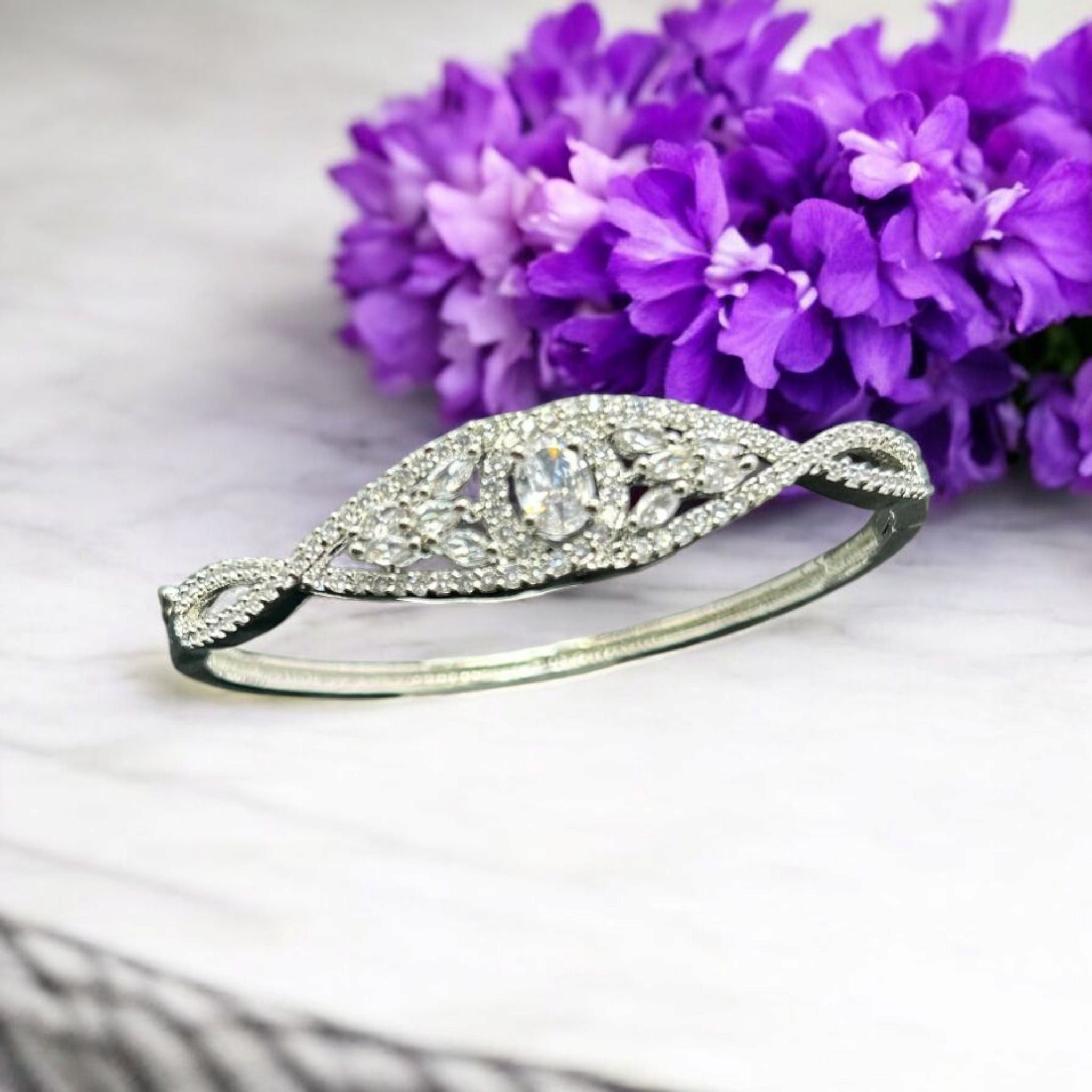 astria-jewellery-silver-plated-vintage-zircon-cuff-bracelet-for-women-elegant-floral-filigree-design-bangle-luxury-party-wear-jewellery