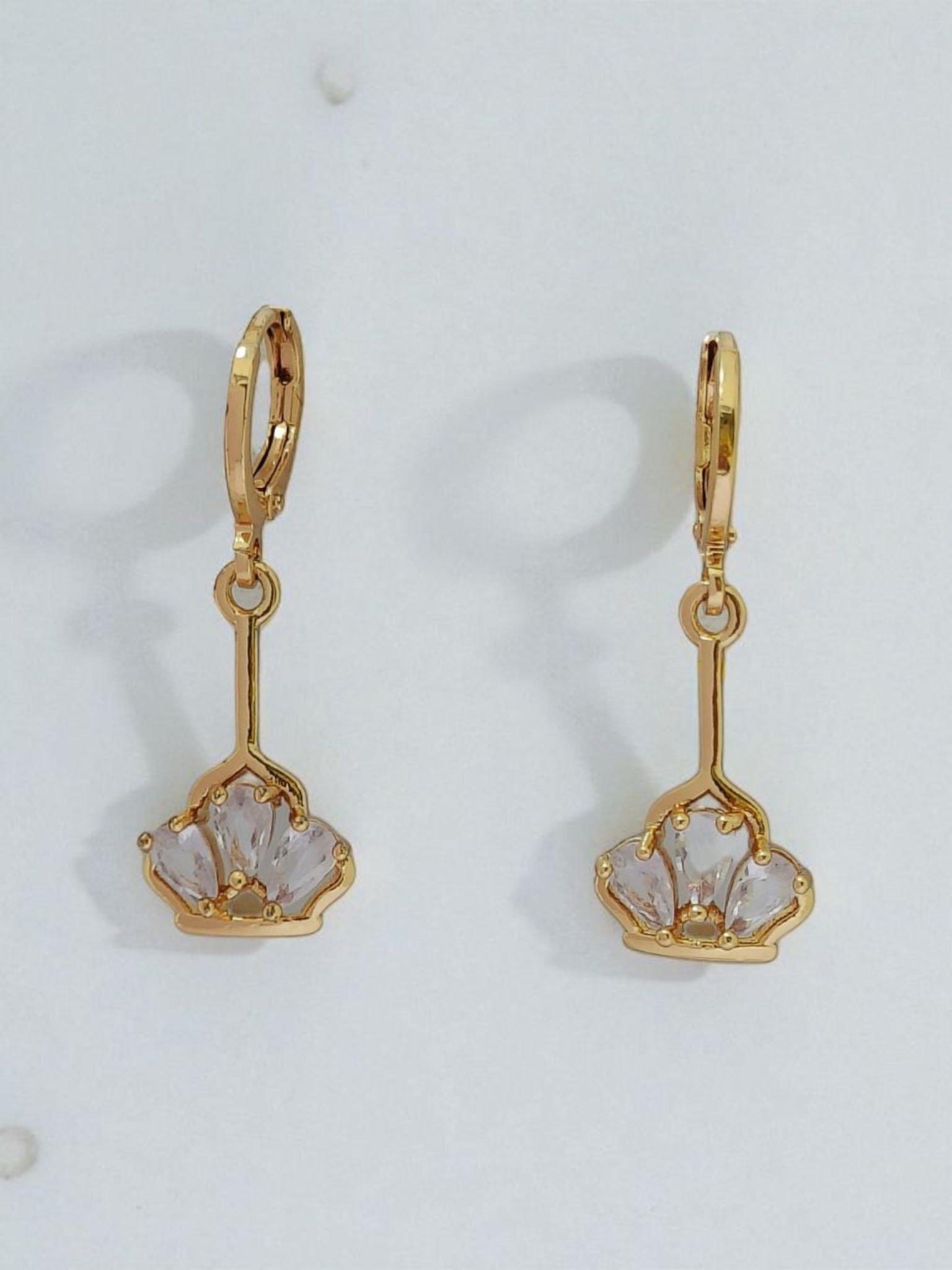 astria-jewellery-gold-plated-crystal-shell-drop-earrings-for-women-elegant-fan-shape-dangle-design-lightweight-party-wear-daily-wear-jewellery