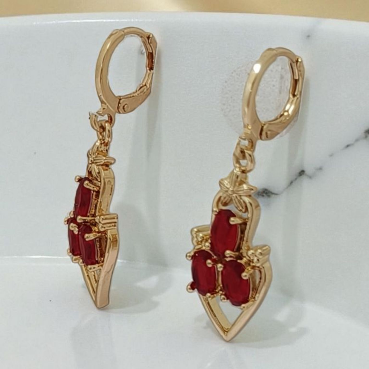 astria-jewellery-gold-plated-red-stone-drop-earrings-for-women-elegant-floral-cluster-design-statement-party-wear-festive-jewellery