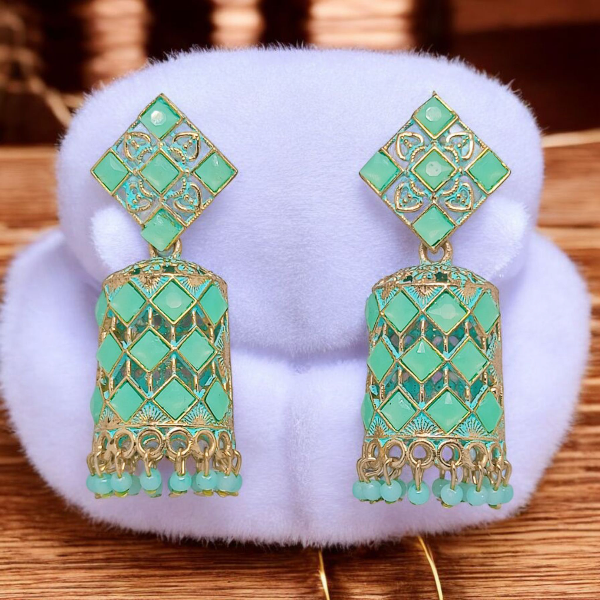 astria-jewellery-green-meenakari-jhumka-earrings-for-women-gold-plated-ethnic-drop-earrings-with-beads-traditional-wedding-festive-jewellery
