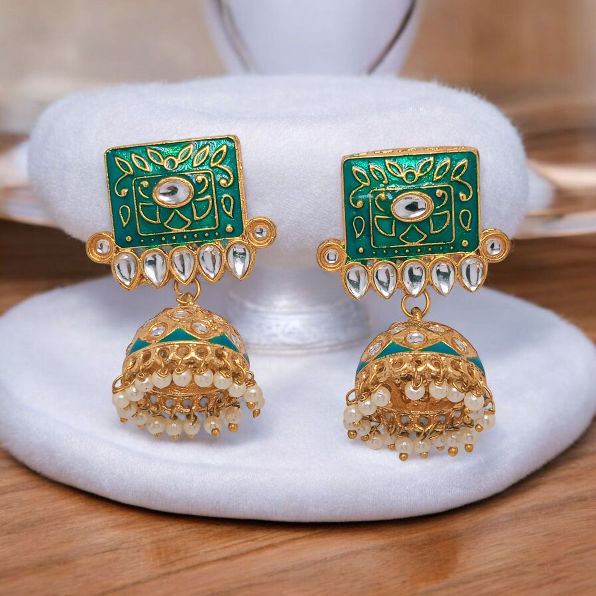 astria-jewellery-green-meenakari-kundan-jhumka-earrings-for-women-gold-plated-ethnic-pearl-drop-earrings-traditional-festive-jewellery
