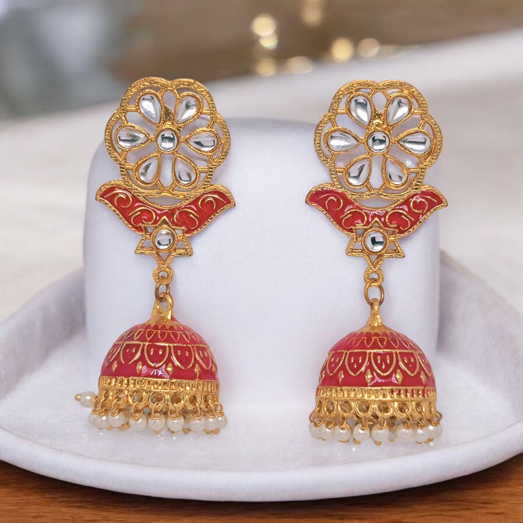 astria-jewellery-red-meenakari-kundan-jhumka-earrings-for-women-gold-plated-floral-ethnic-earrings-with-pearl-drops-traditional-festive-jewellery