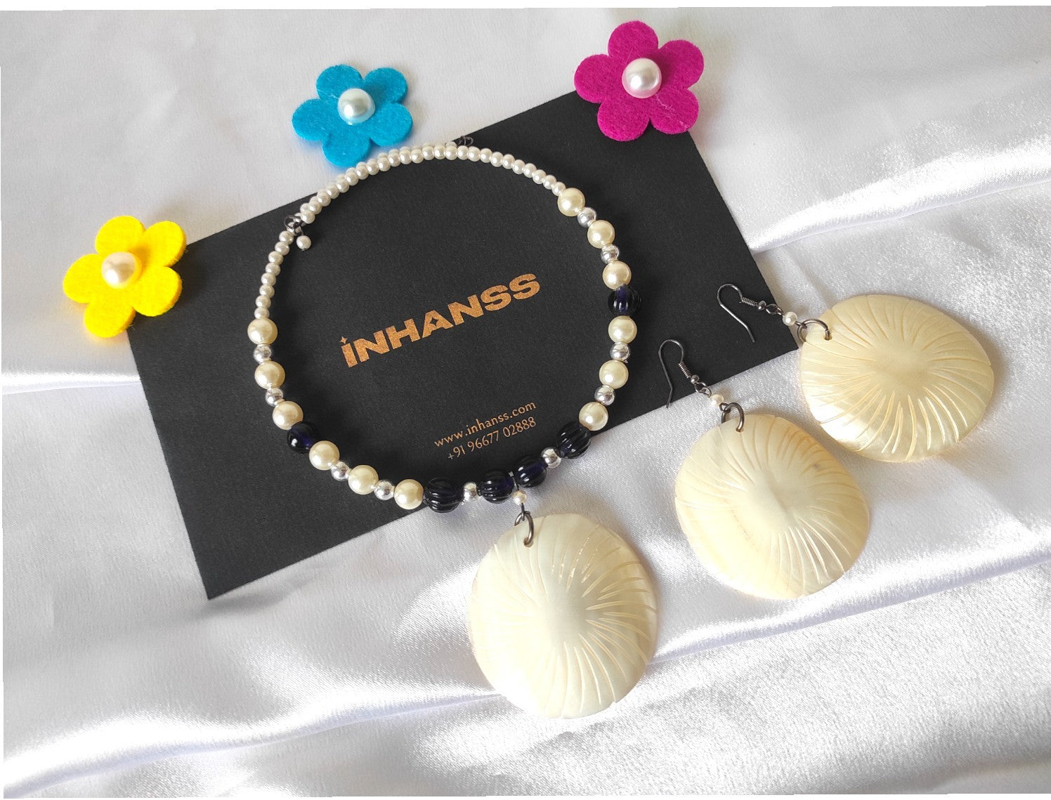 Radiance Real Shell and Bead Set - Handmade