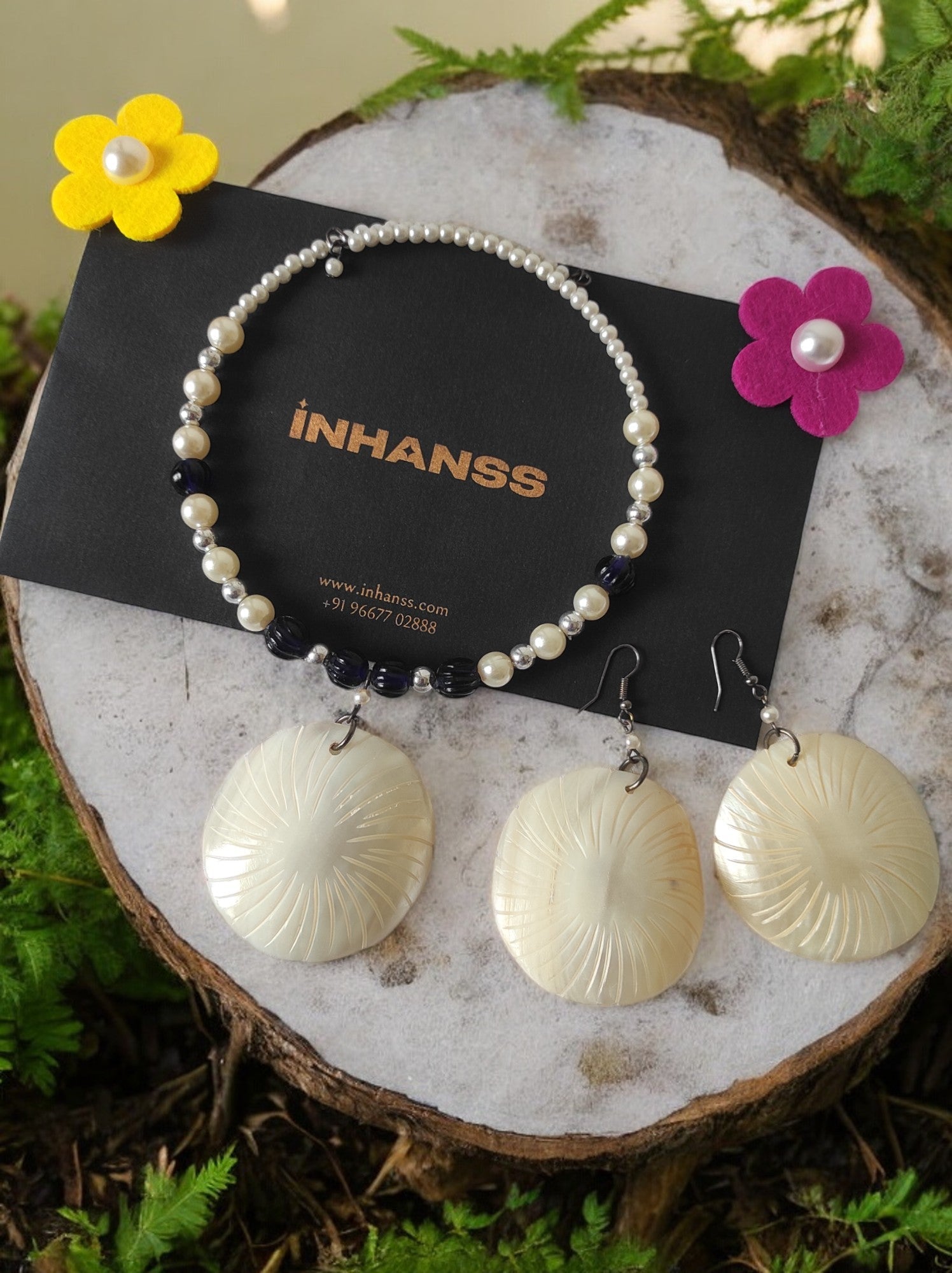 Radiance Real Shell and Bead Set - Handmade