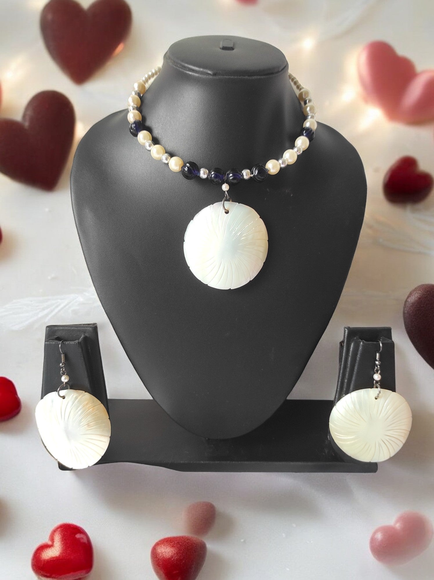 Radiance Real Shell and Bead Set - Handmade