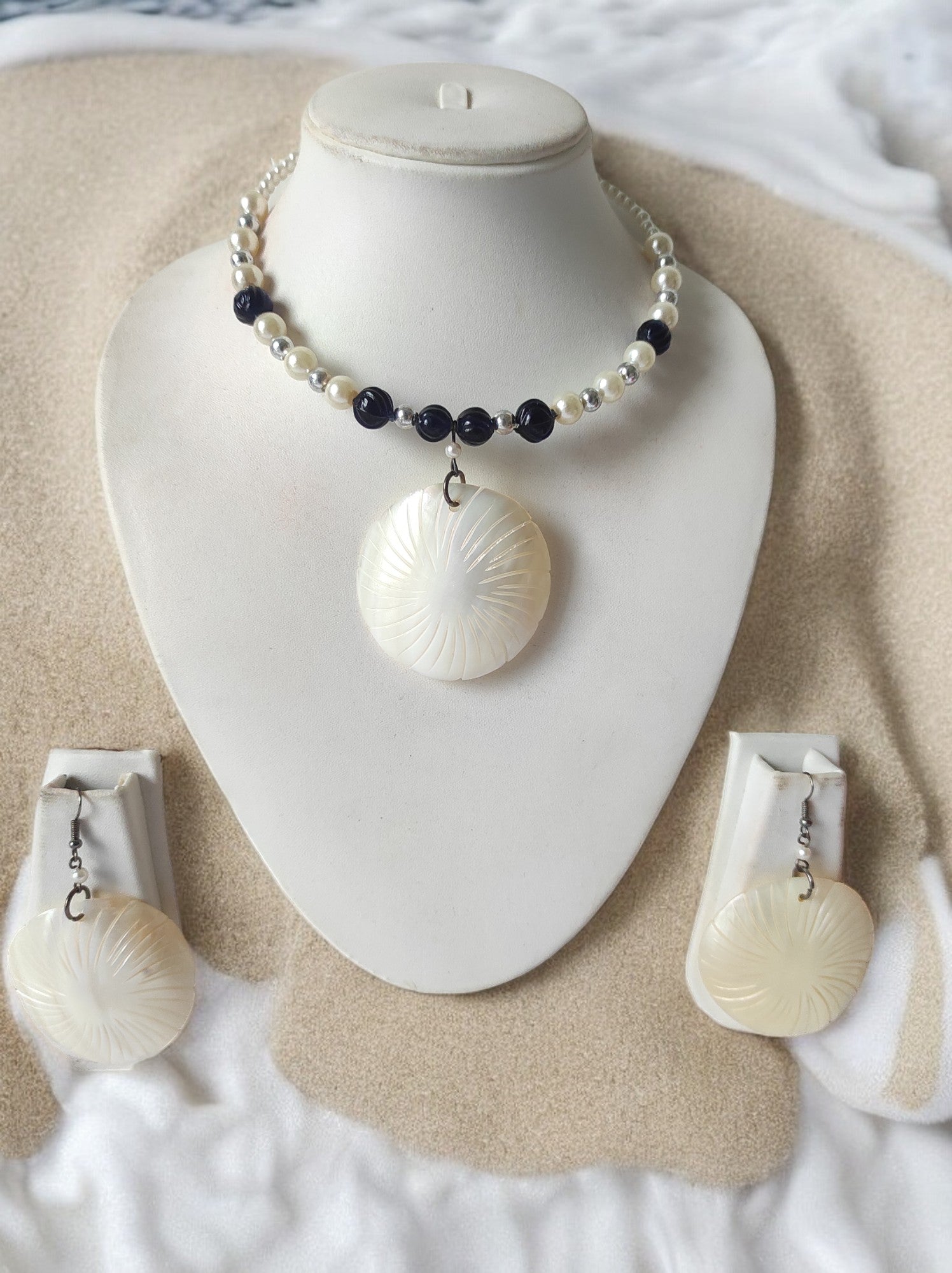 Radiance Real Shell and Bead Set - Handmade
