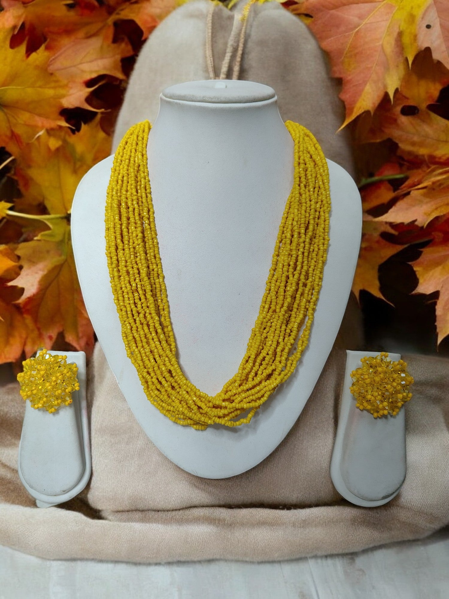 Sunburst Symphony: Handmade Multi-Layered Beaded Necklace(20 Layers)