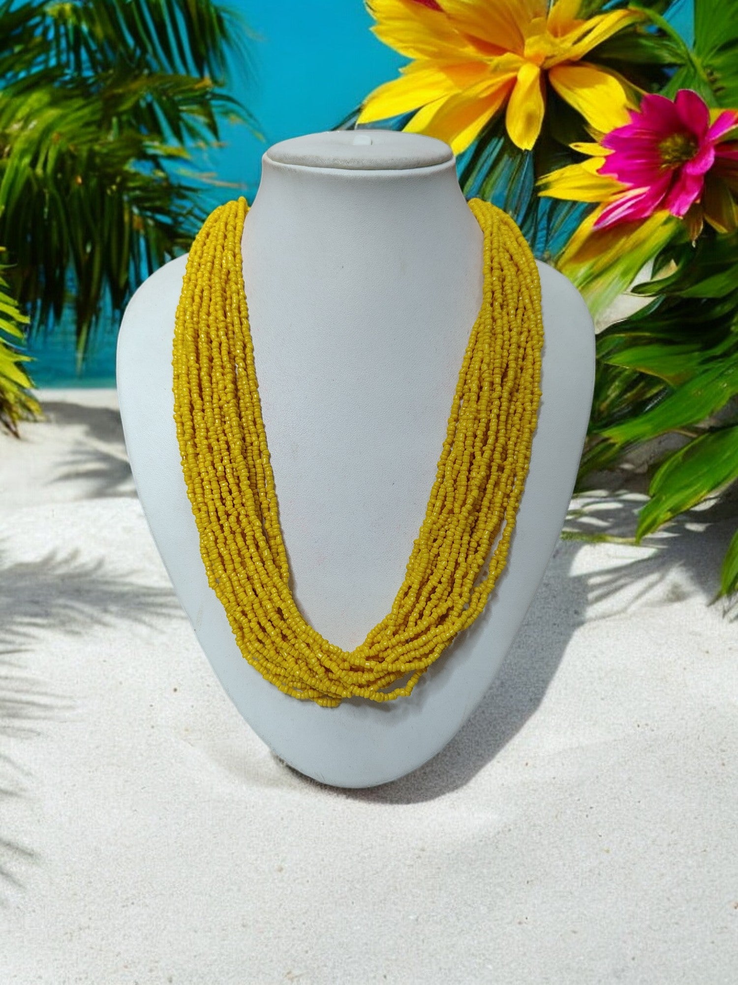 Sunburst Symphony: Handmade Multi-Layered Beaded Necklace(20 Layers)