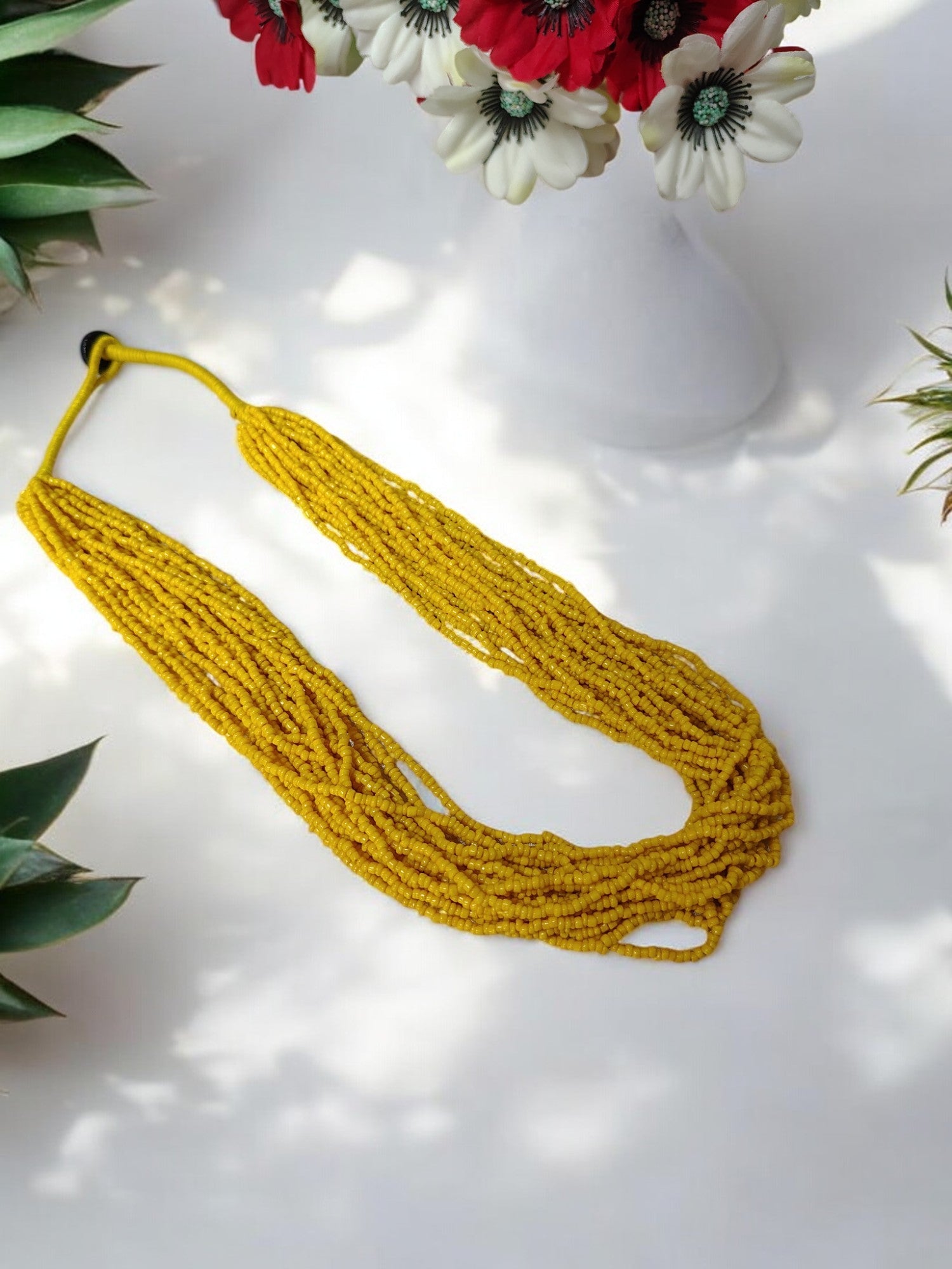 Sunburst Symphony: Handmade Multi-Layered Beaded Necklace(20 Layers)