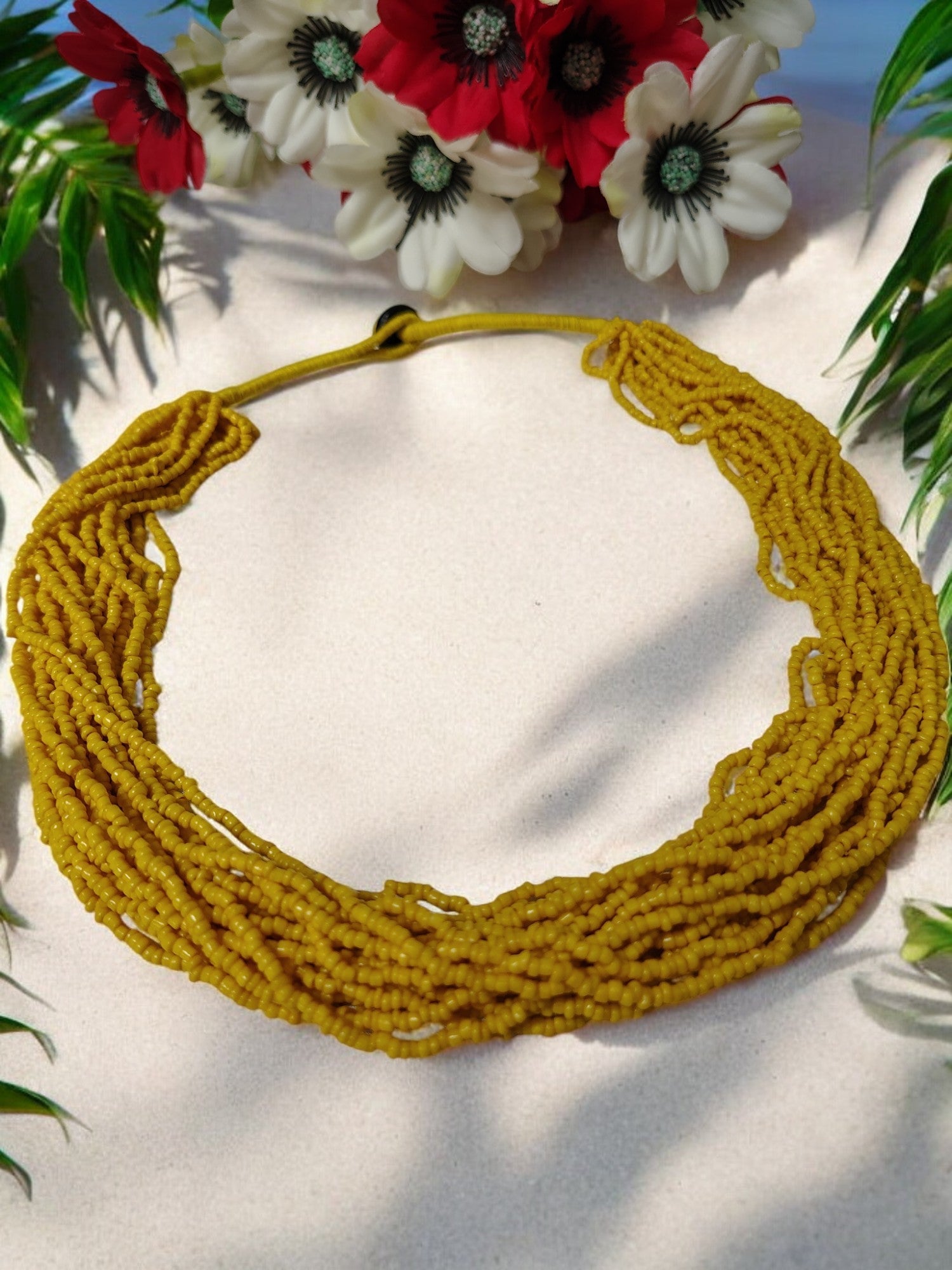 Sunburst Symphony: Handmade Multi-Layered Beaded Necklace(20 Layers)