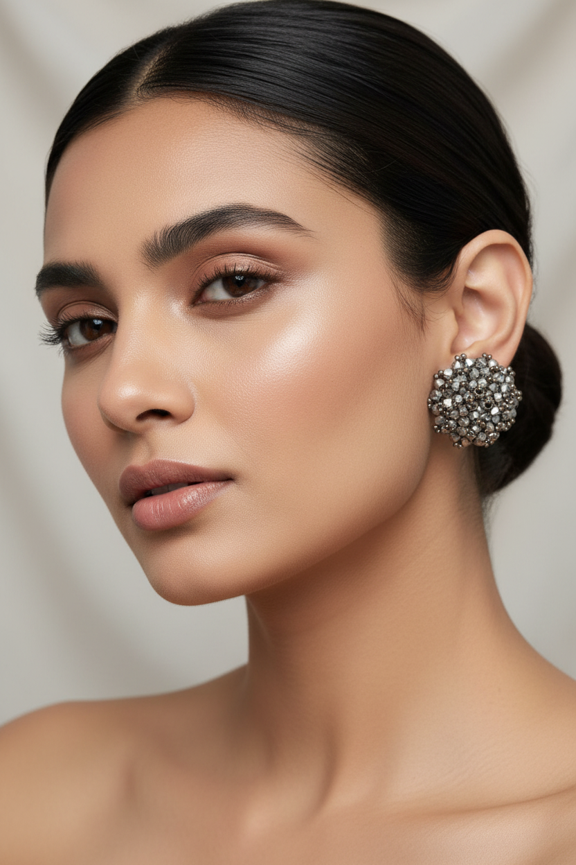 Silver Stardust Statement Earrings