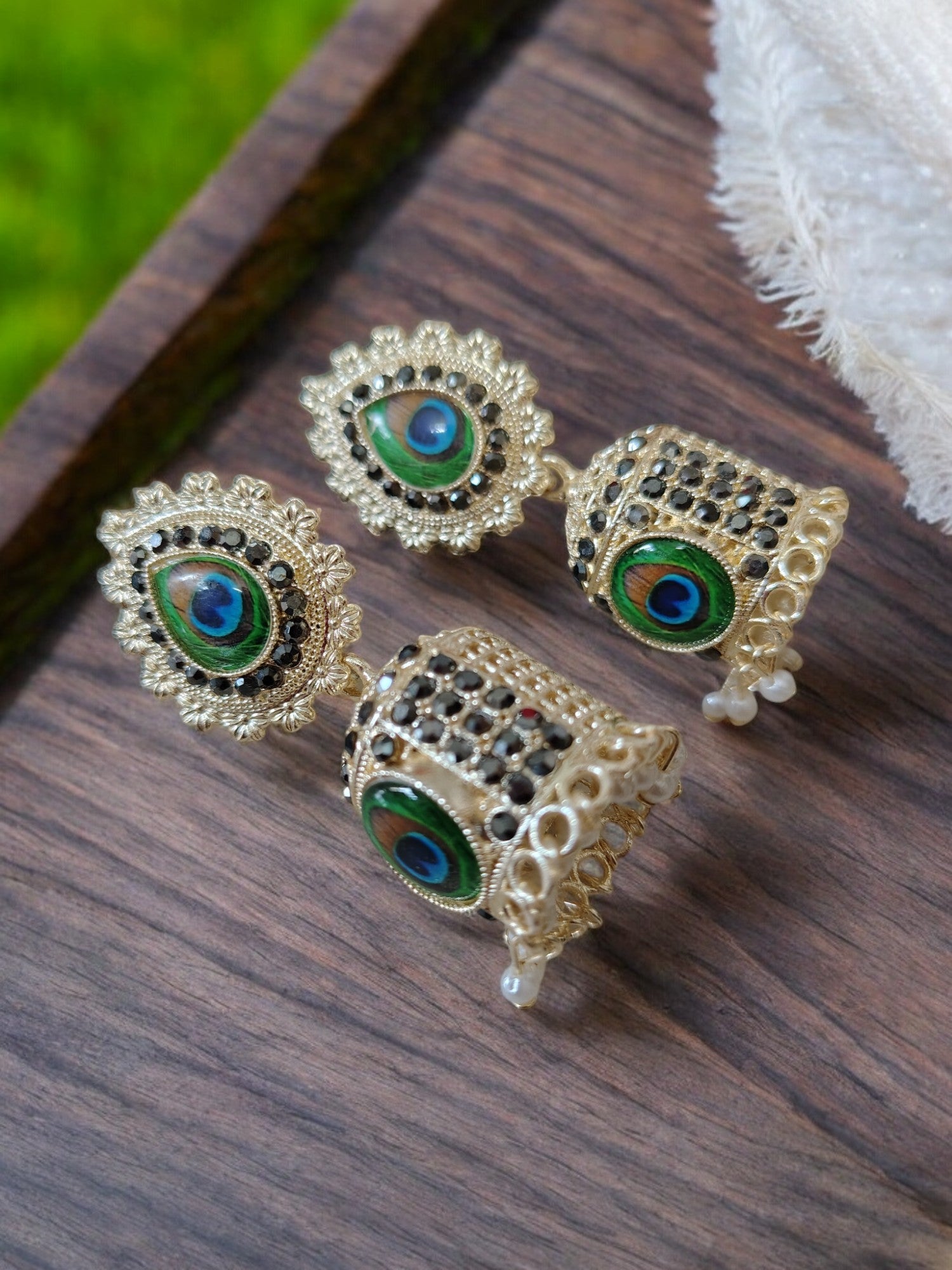 Peacock Enchantment Oxidized Jhumka