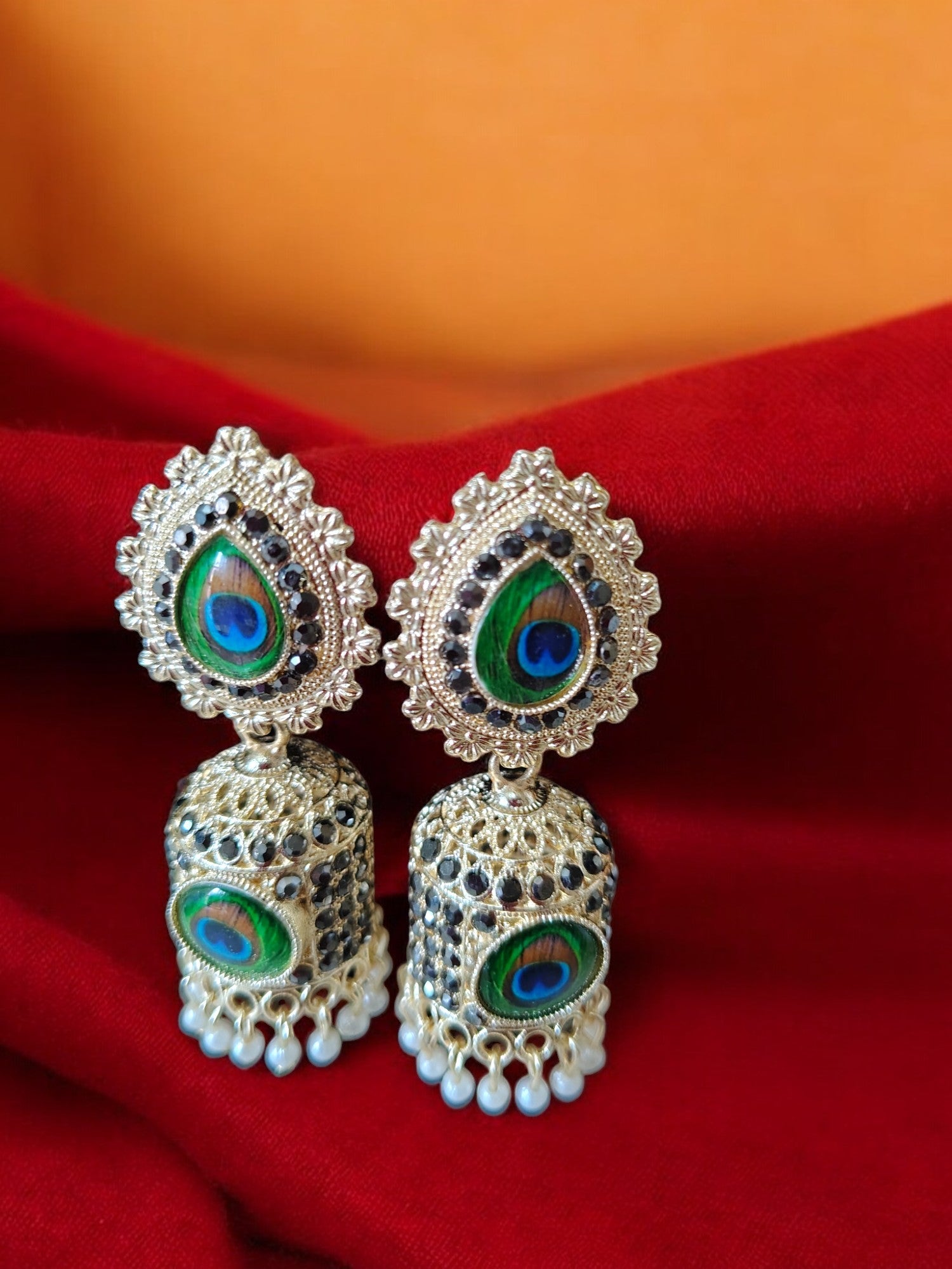 Peacock Enchantment Oxidized Jhumka