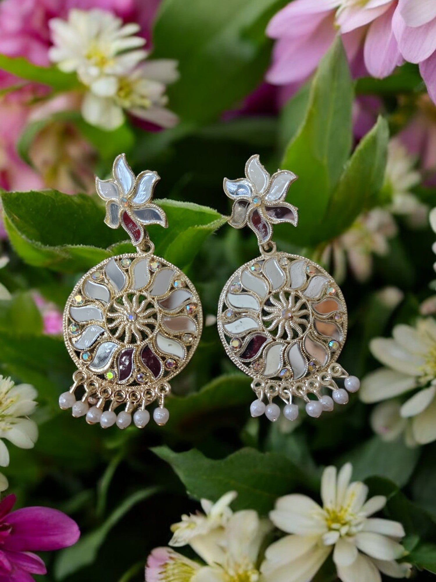 Lotus Star Oxidized Danglers
