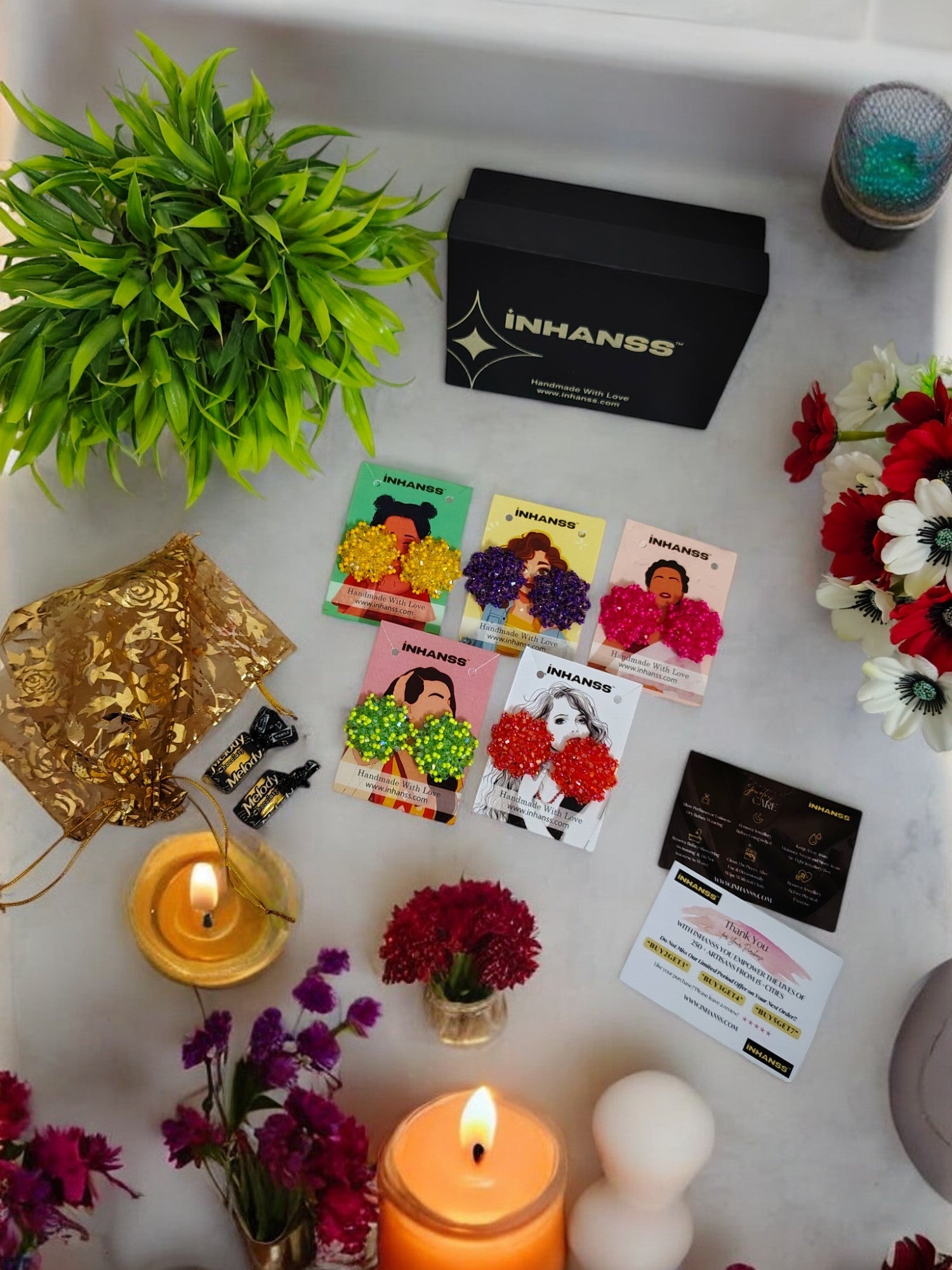 Bright Elegance Stud Earrings - Premium Gift Box Hamper