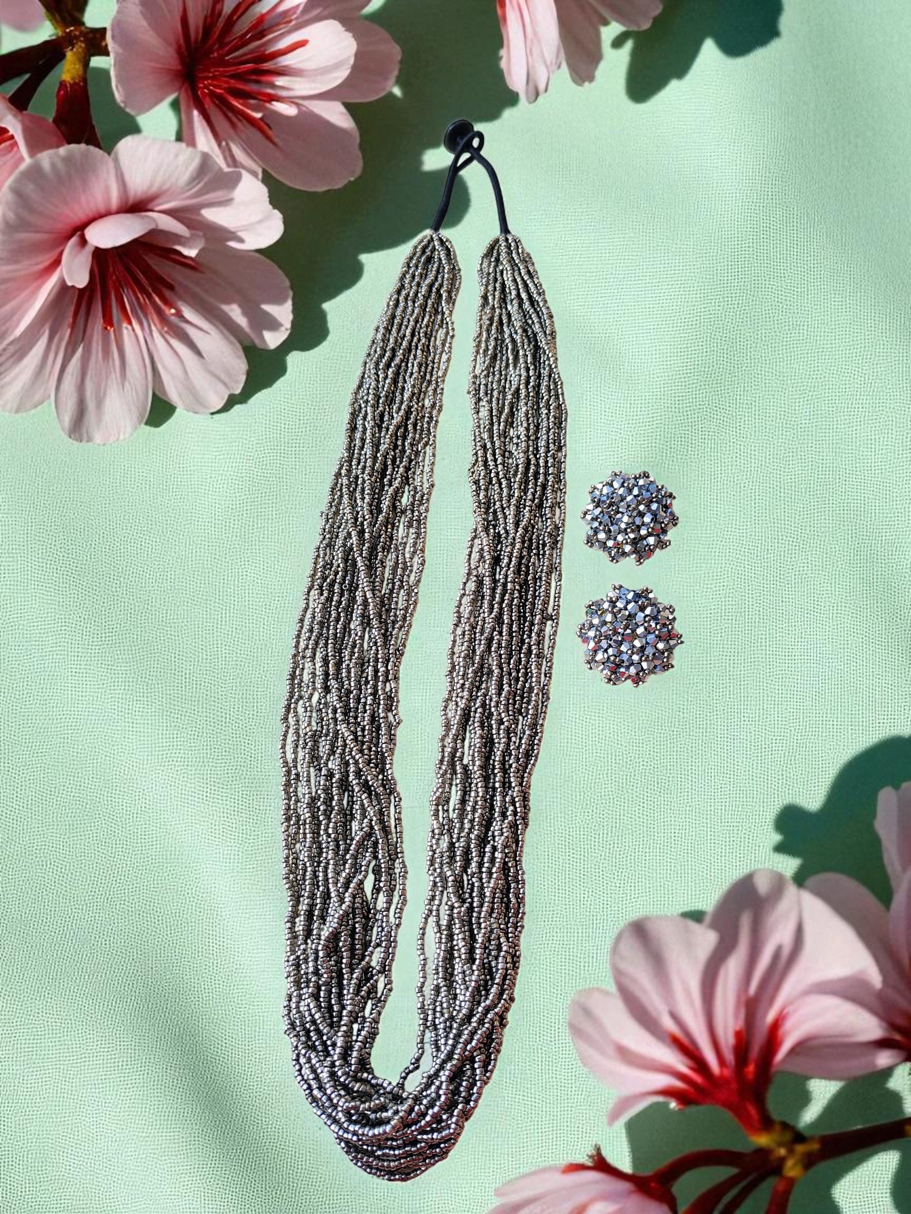RangSaaz 20-Layer Luxe Long Beaded Necklace (With Optional Statement Earrings) - 16 Colors Available