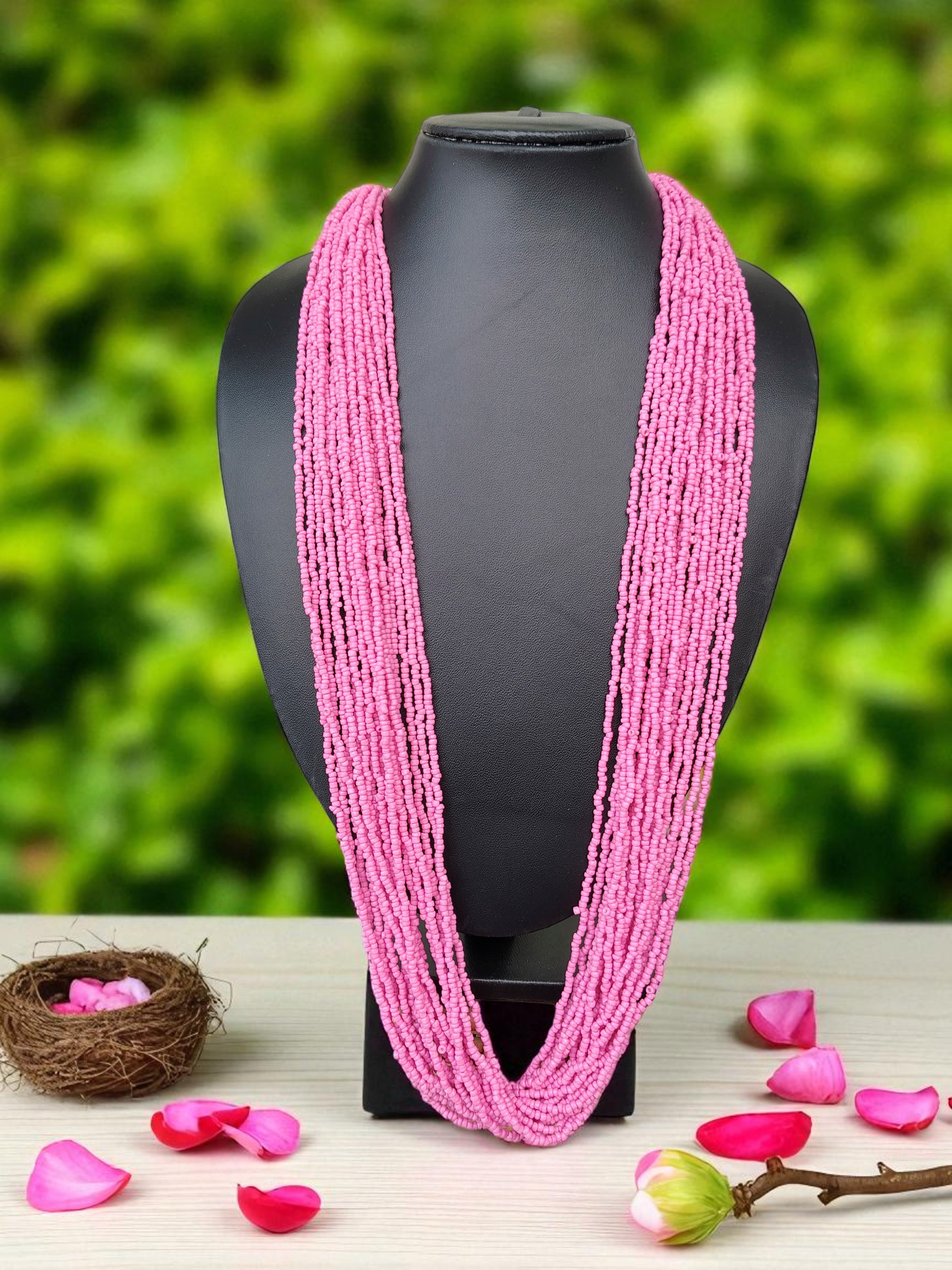 RangSaaz 20-Layer Luxe Long Beaded Necklace (With Optional Statement Earrings) - 16 Colors Available
