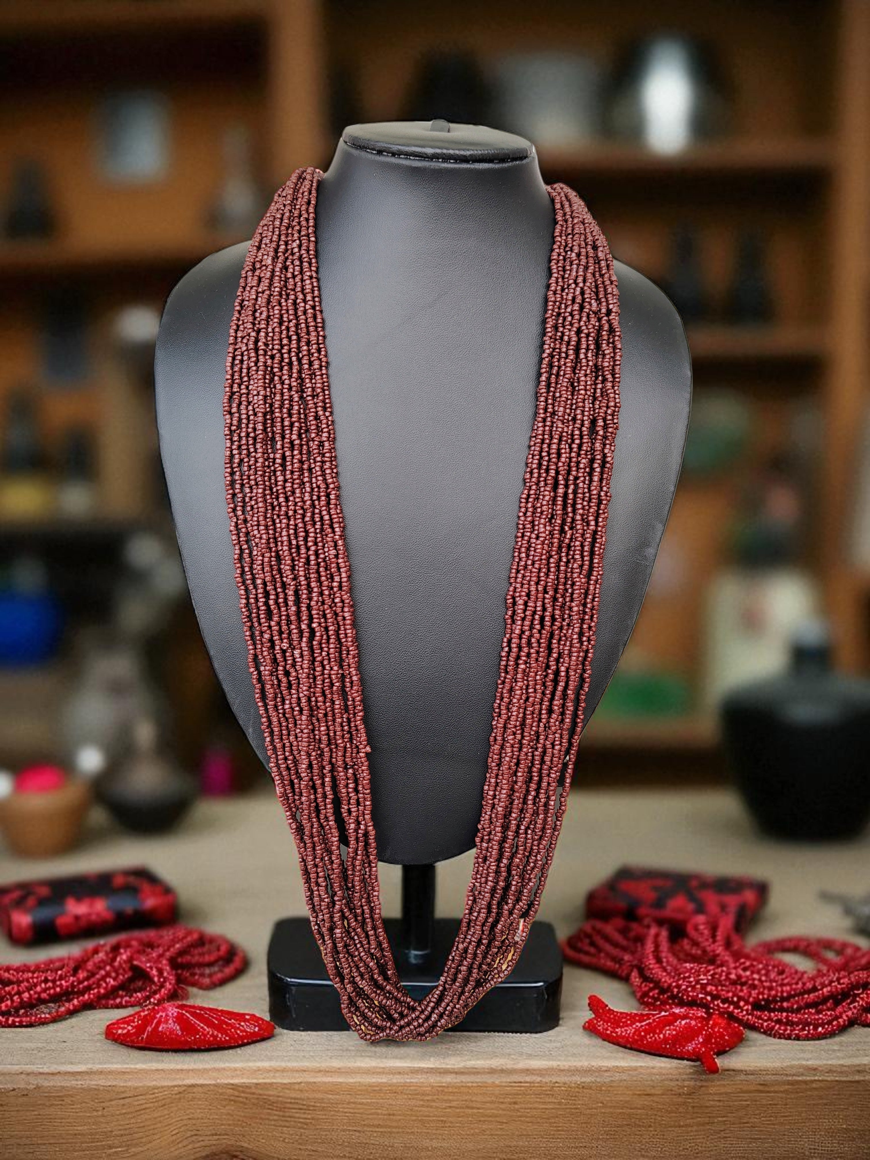 RangSaaz 20-Layer Luxe Long Beaded Necklace (With Optional Statement Earrings) - 16 Colors Available