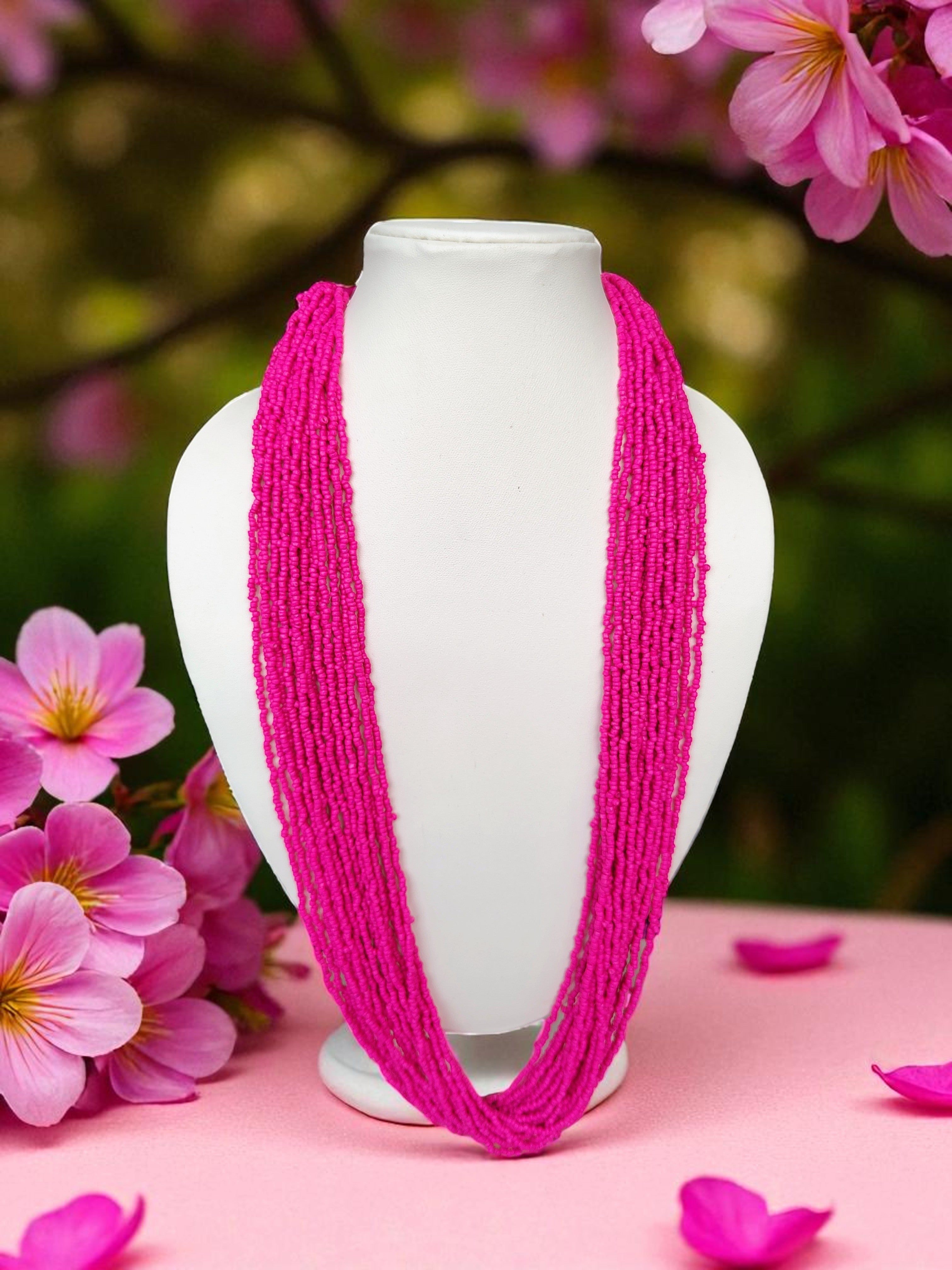 RangSaaz 20-Layer Luxe Long Beaded Necklace (With Optional Statement Earrings) - 16 Colors Available