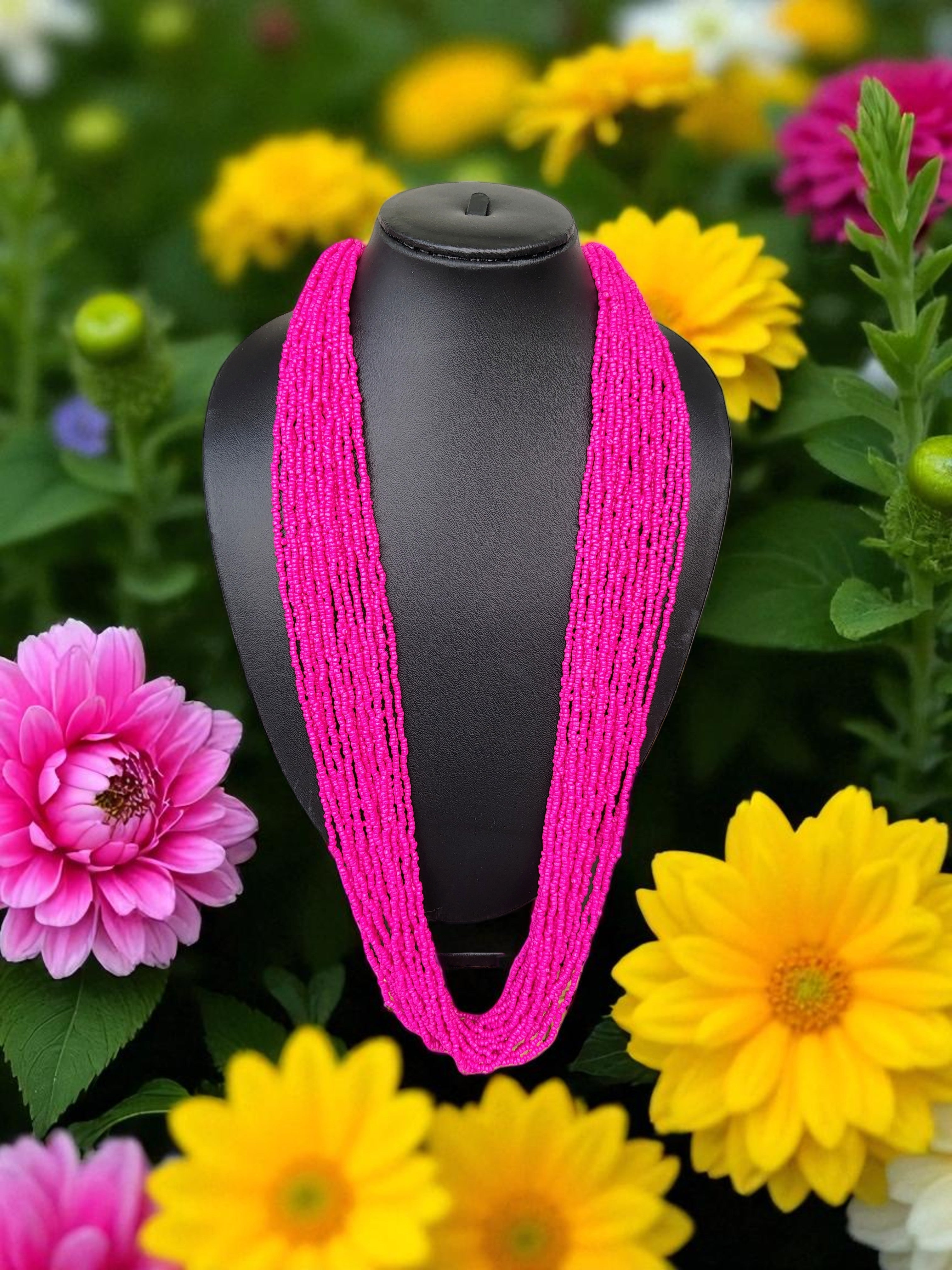 RangSaaz 20-Layer Luxe Long Beaded Necklace (With Optional Statement Earrings) - 16 Colors Available