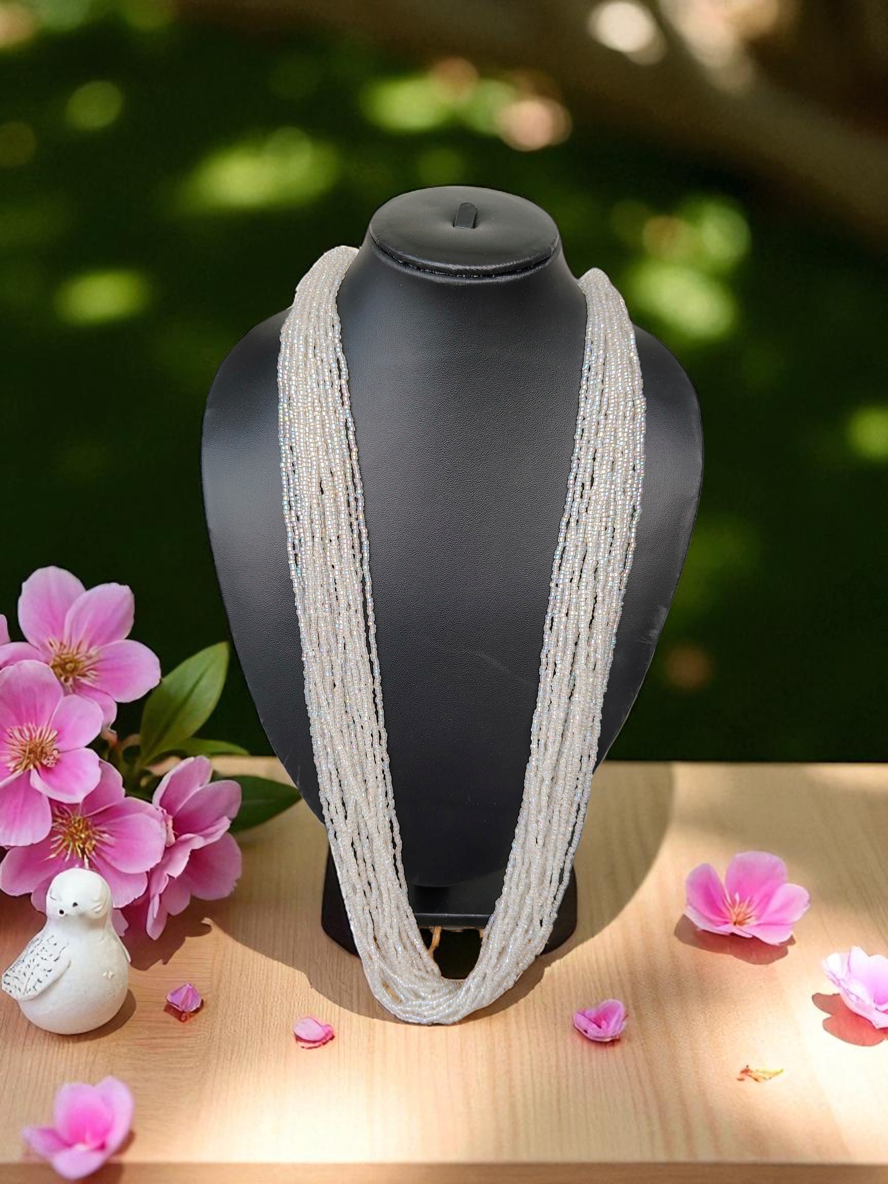 RangSaaz 20-Layer Luxe Long Beaded Necklace (With Optional Statement Earrings) - 16 Colors Available