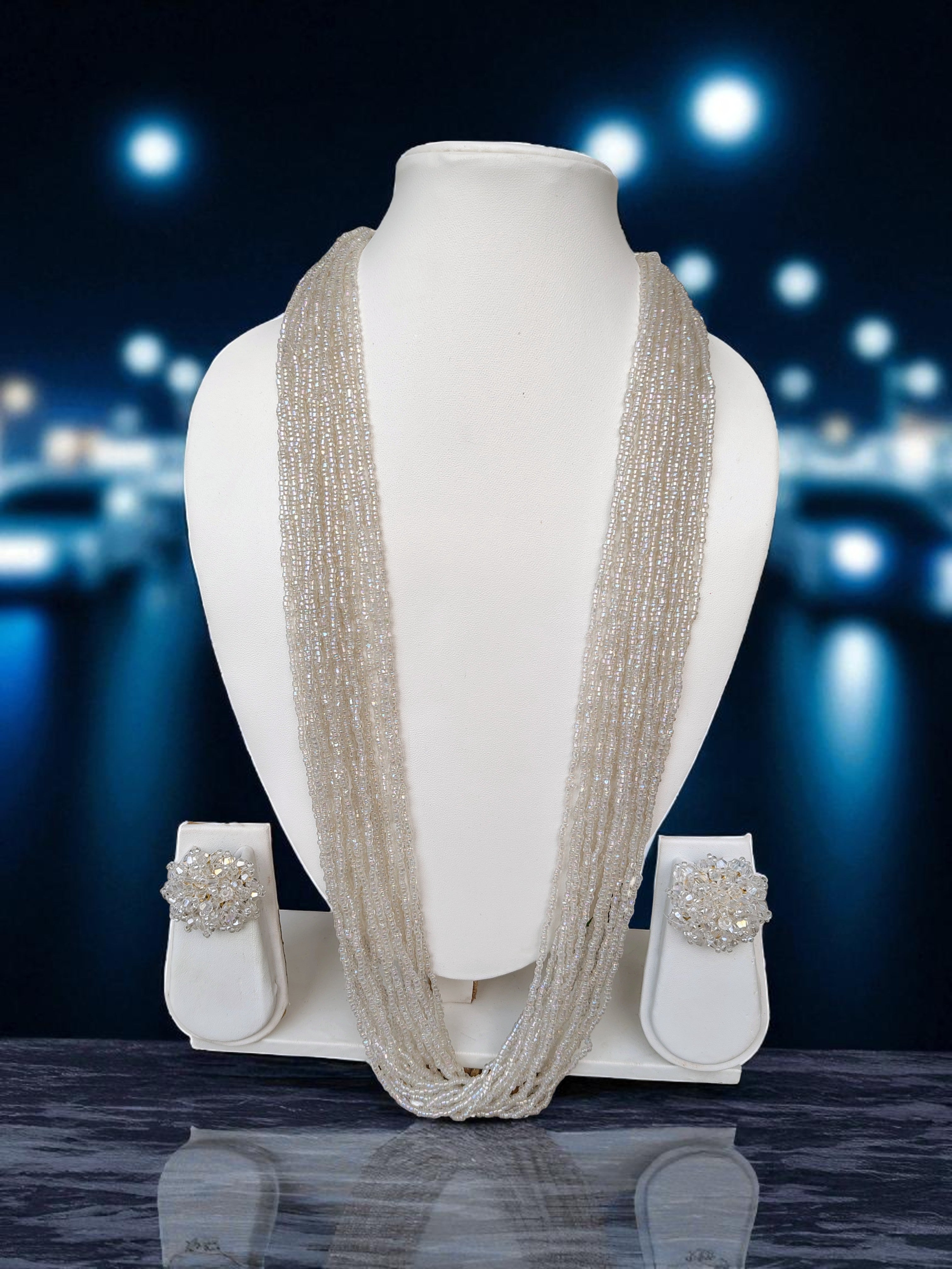 RangSaaz 20-Layer Luxe Long Beaded Necklace (With Optional Statement Earrings) - 16 Colors Available