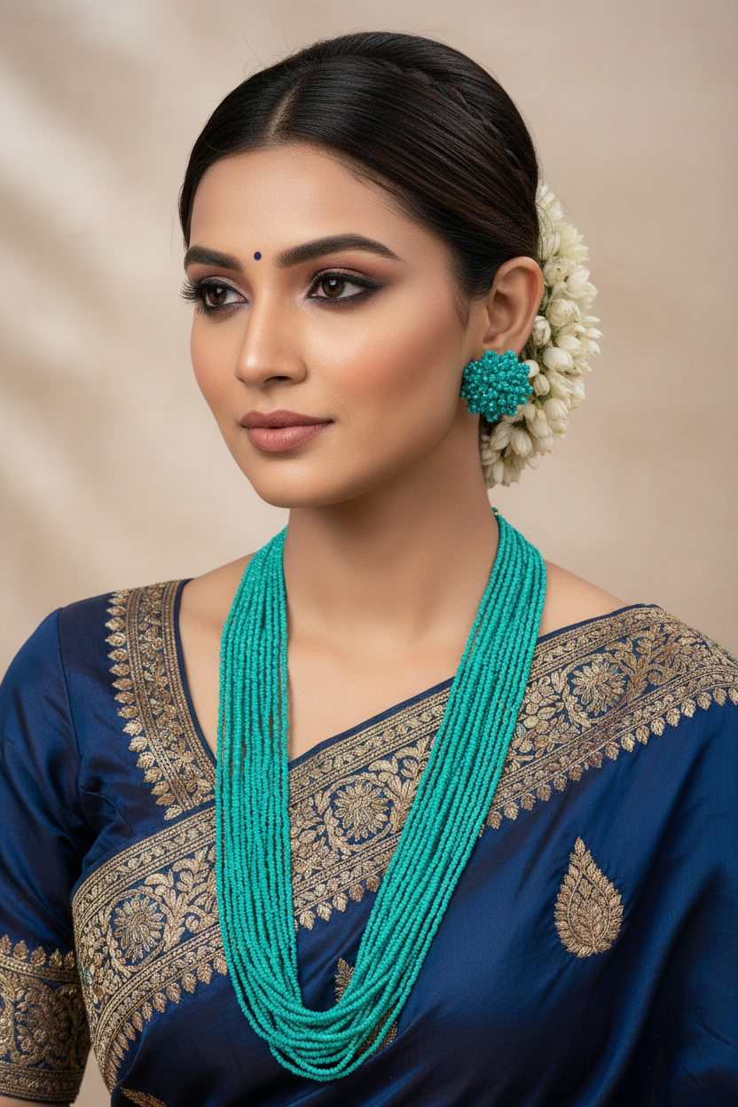 RangSaaz 20-Layer Luxe Long Beaded Necklace (With Optional Statement Earrings) - 16 Colors Available