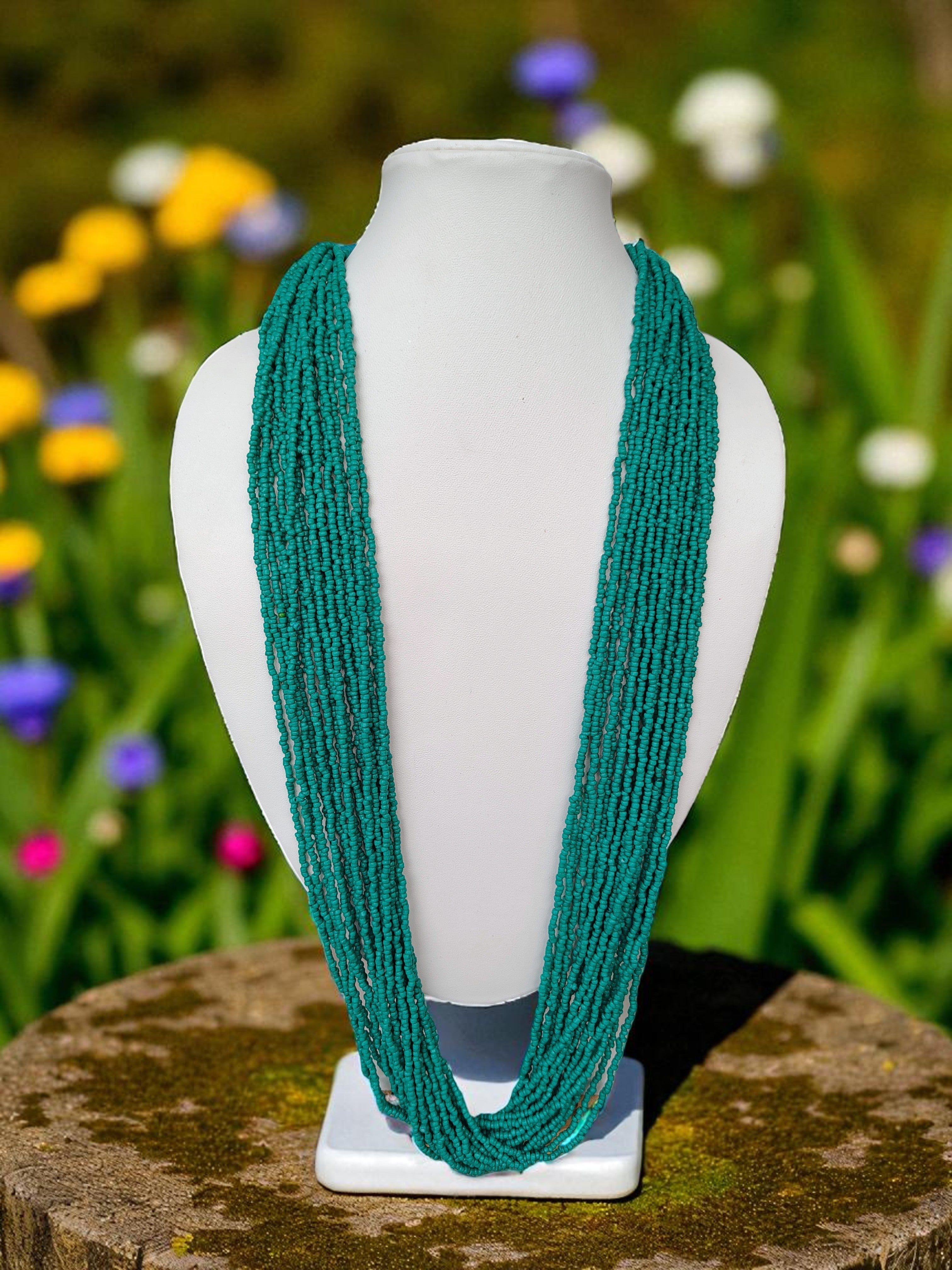 RangSaaz 20-Layer Luxe Long Beaded Necklace (With Optional Statement Earrings) - 16 Colors Available
