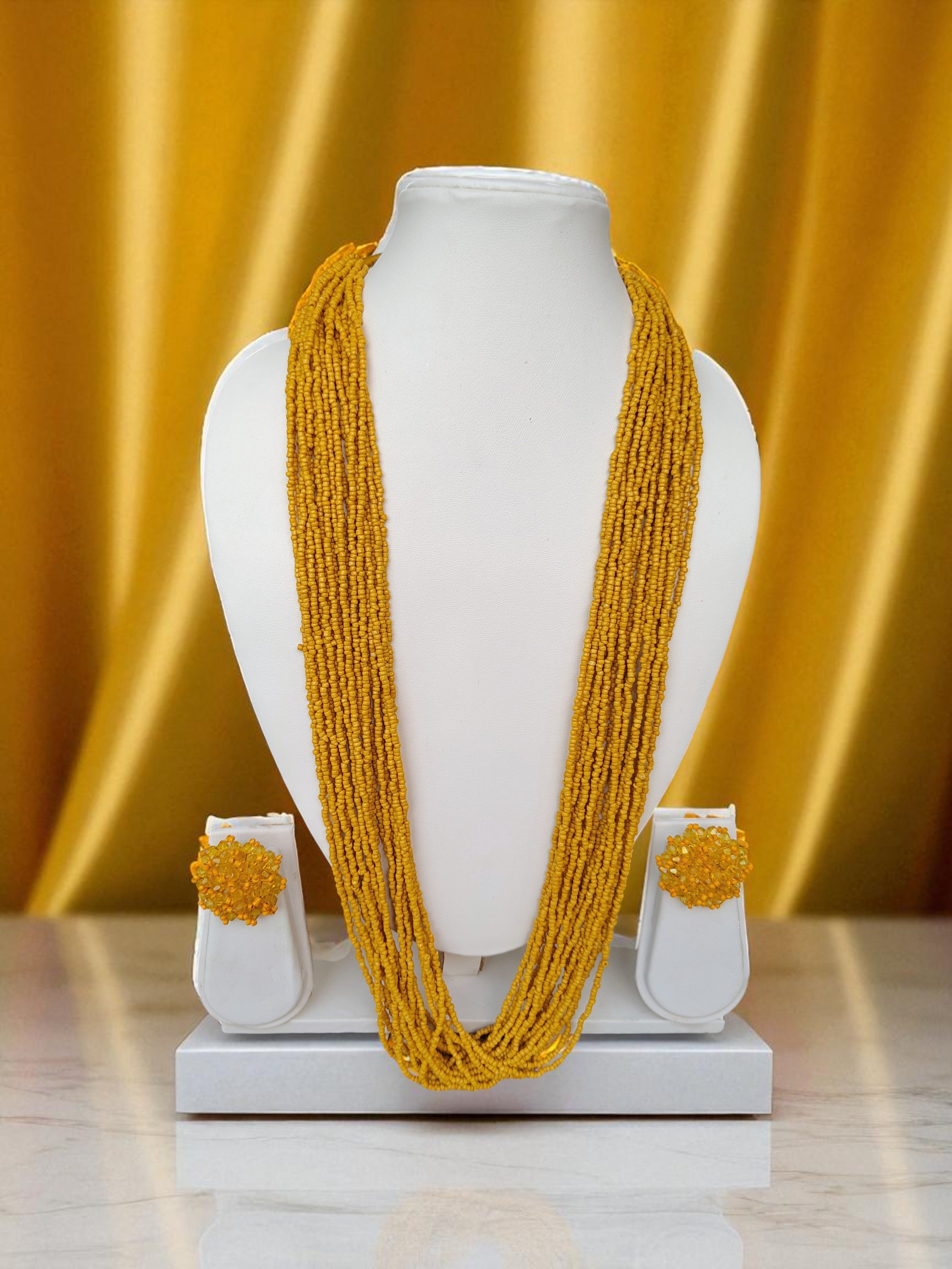 RangSaaz 20-Layer Luxe Long Beaded Necklace (With Optional Statement Earrings) - 16 Colors Available