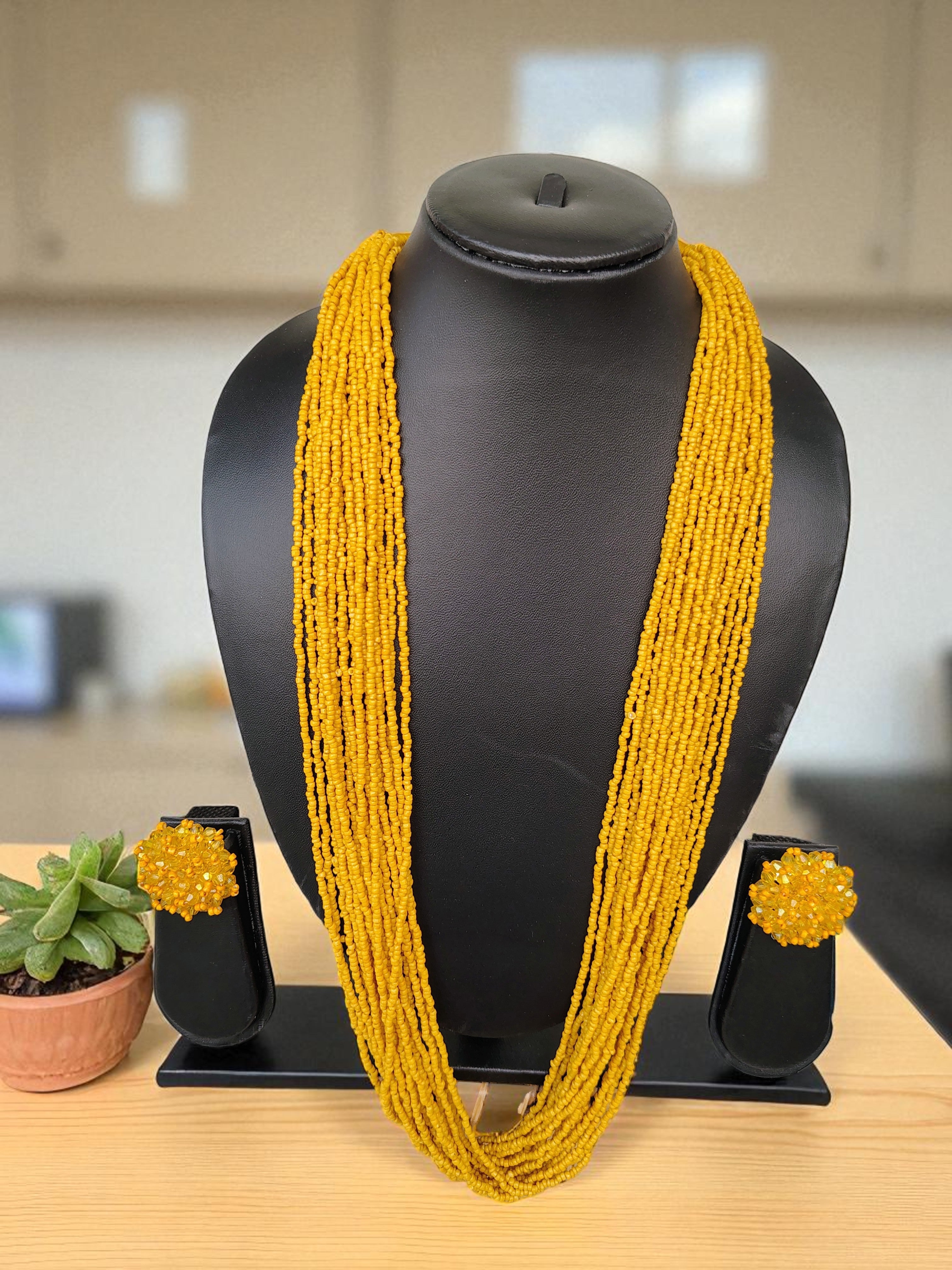 RangSaaz 20-Layer Luxe Long Beaded Necklace (With Optional Statement Earrings) - 16 Colors Available