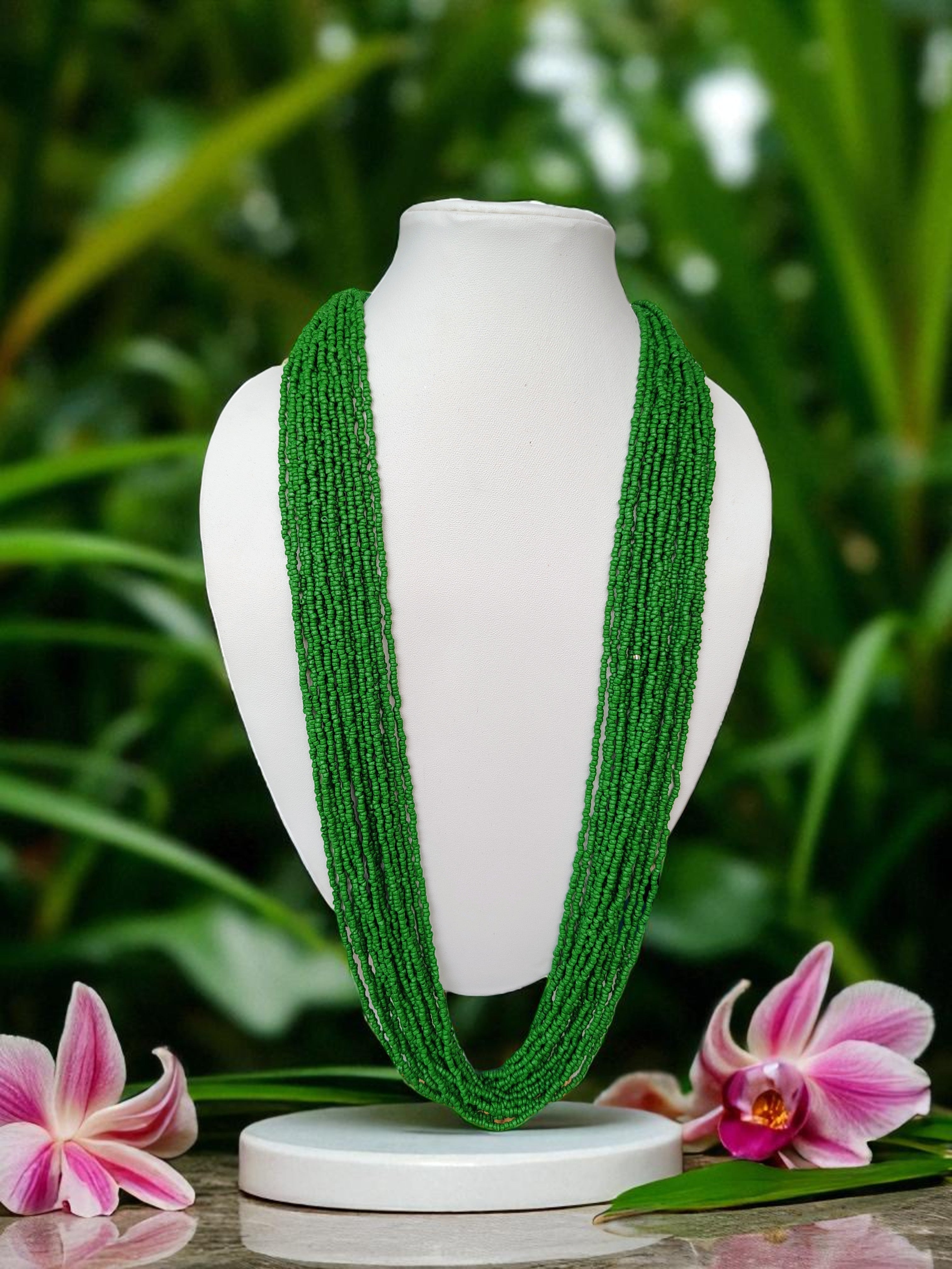 RangSaaz 20-Layer Luxe Long Beaded Necklace (With Optional Statement Earrings) - 16 Colors Available