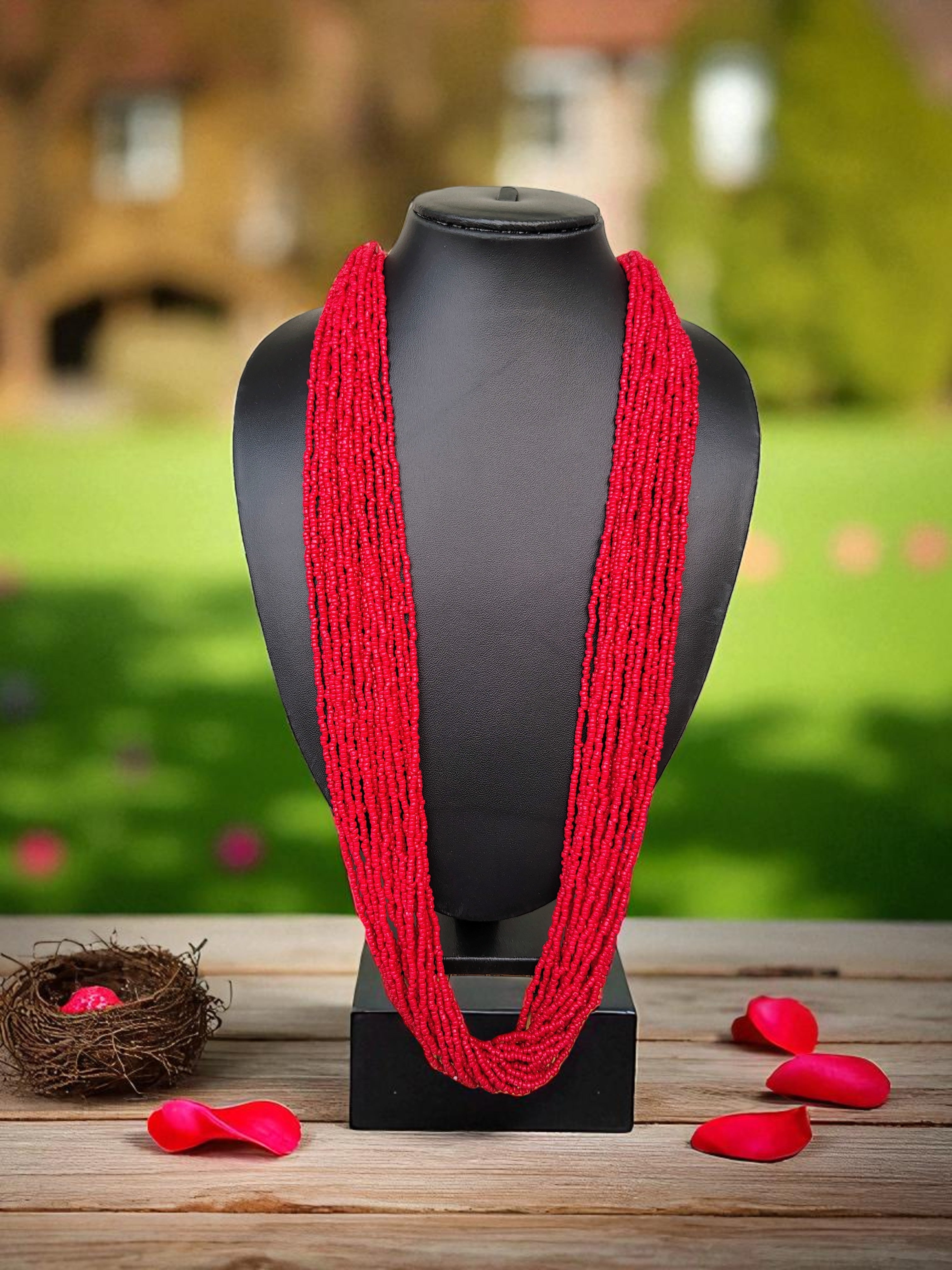 RangSaaz 20-Layer Luxe Long Beaded Necklace (With Optional Statement Earrings) - 16 Colors Available