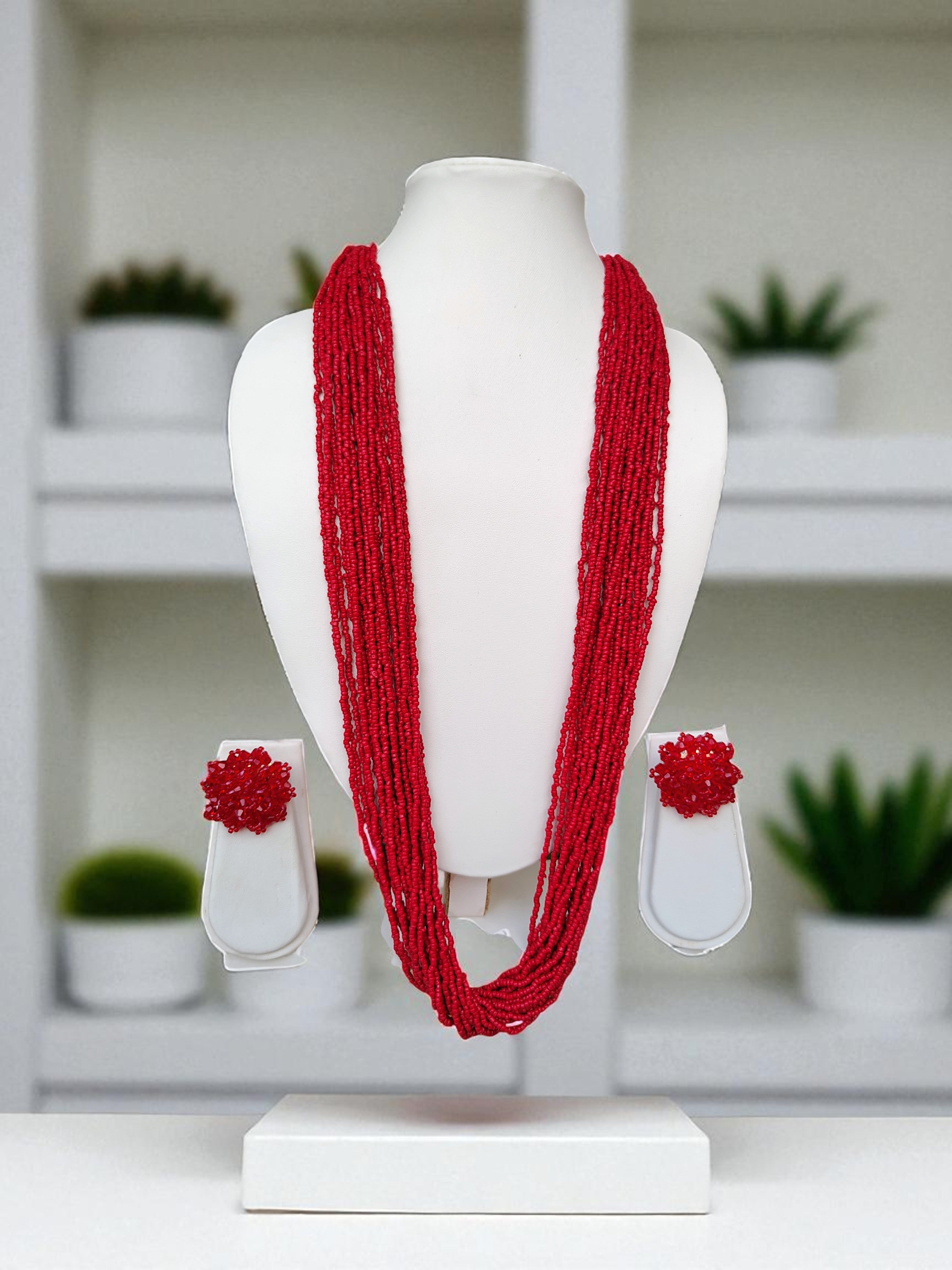 RangSaaz 20-Layer Luxe Long Beaded Necklace (With Optional Statement Earrings) - 16 Colors Available