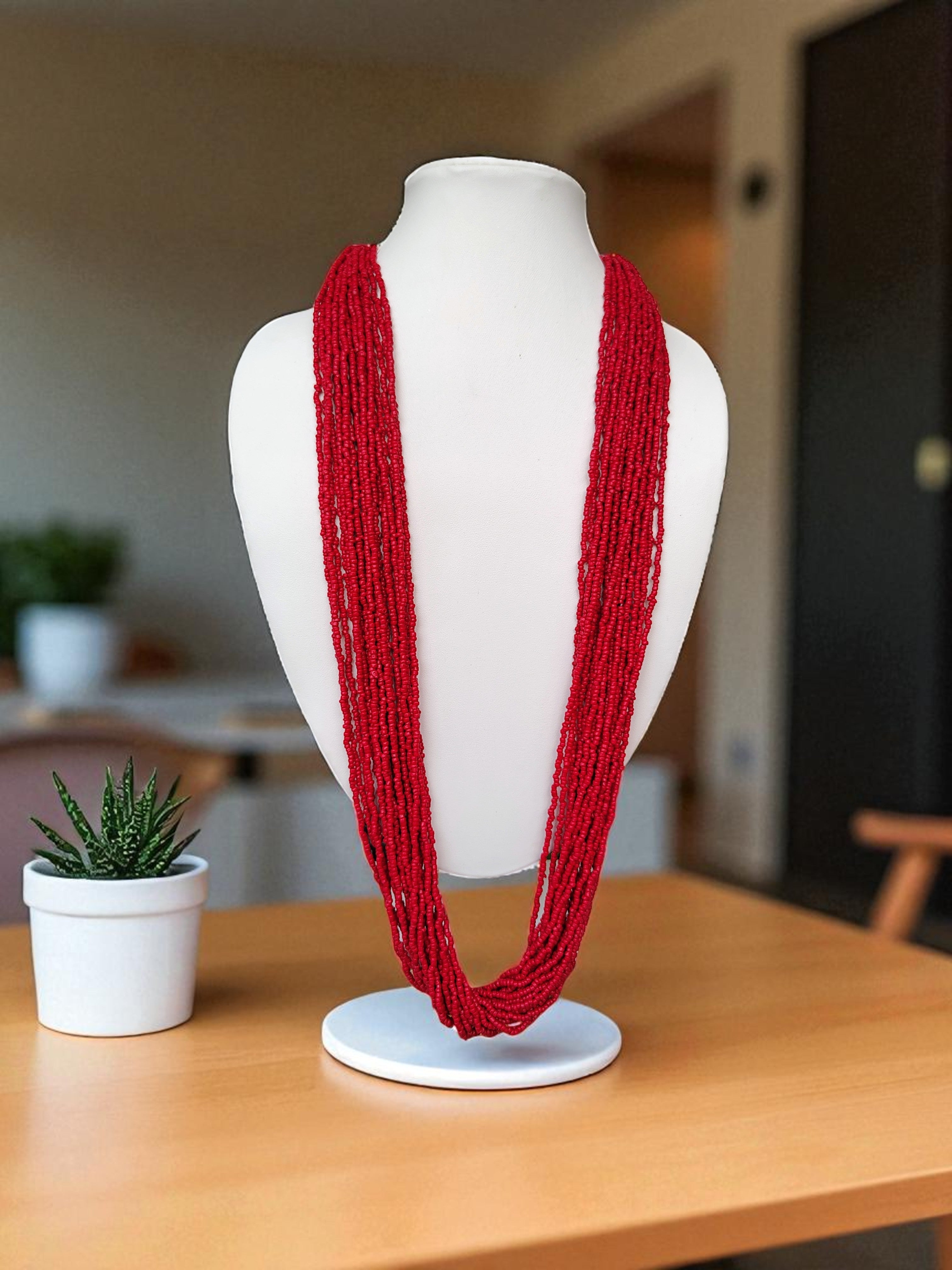 RangSaaz 20-Layer Luxe Long Beaded Necklace (With Optional Statement Earrings) - 16 Colors Available