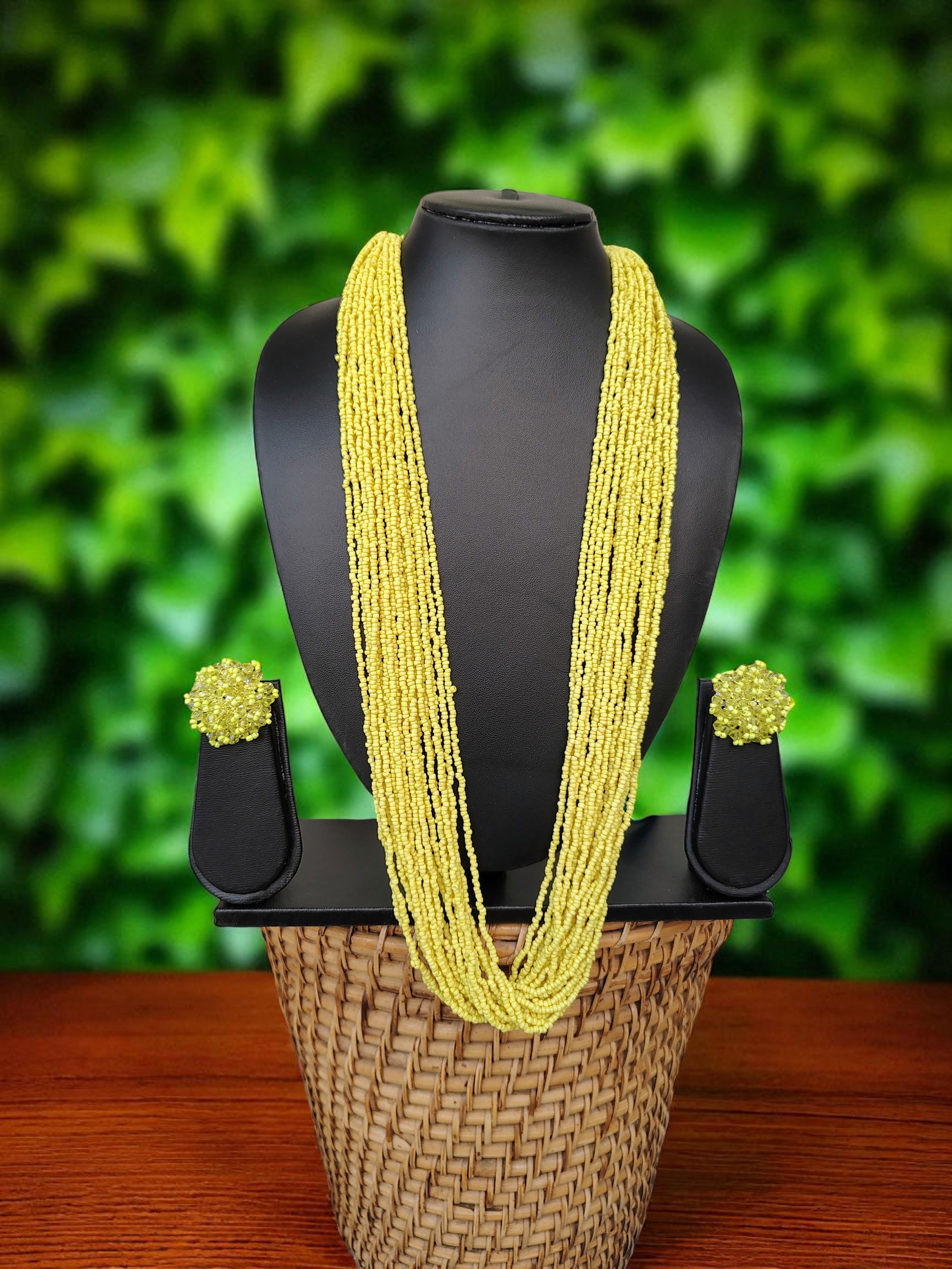 RangSaaz 20-Layer Luxe Long Beaded Necklace (With Optional Statement Earrings) - 16 Colors Available