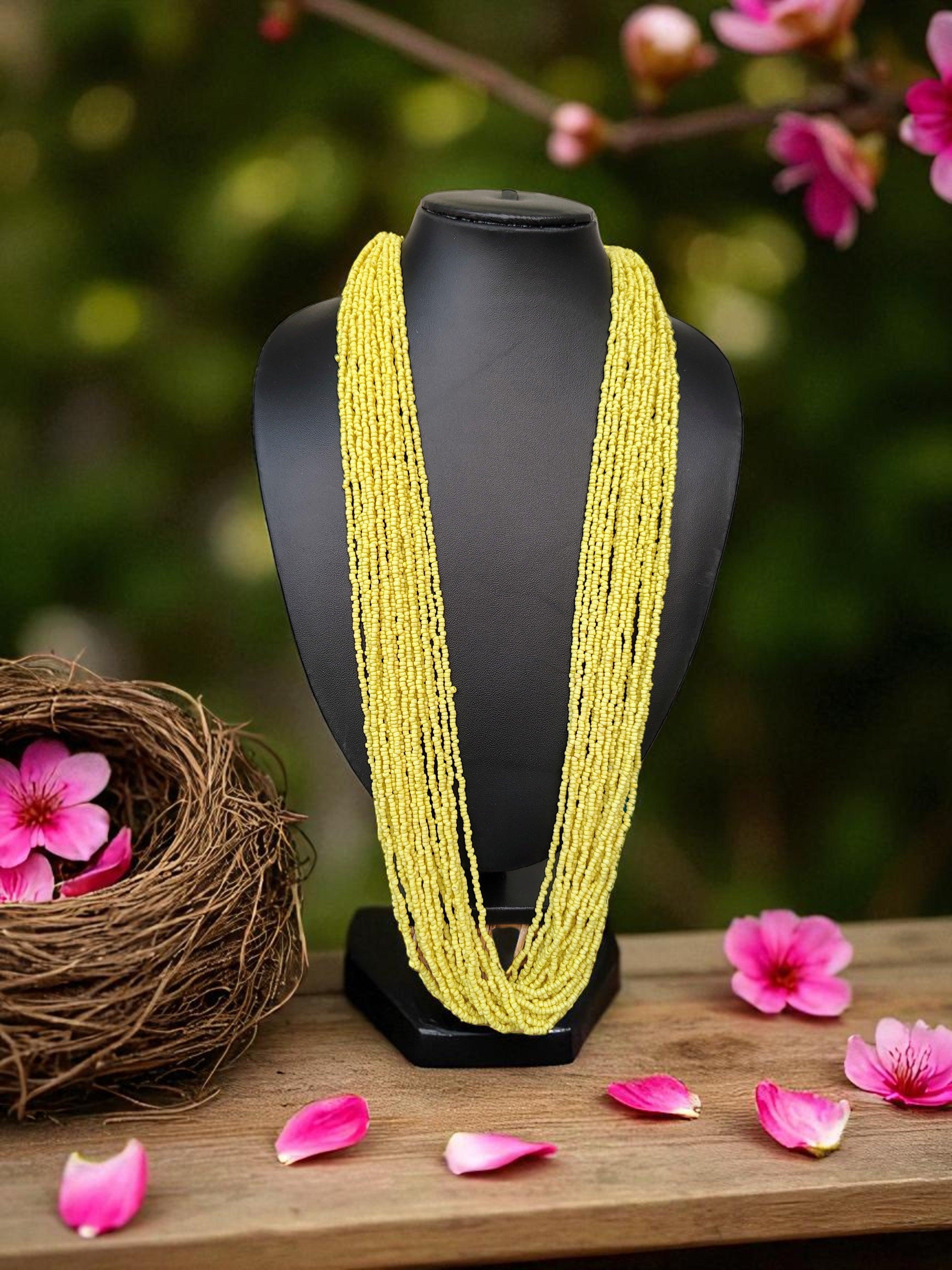 RangSaaz 20-Layer Luxe Long Beaded Necklace (With Optional Statement Earrings) - 16 Colors Available