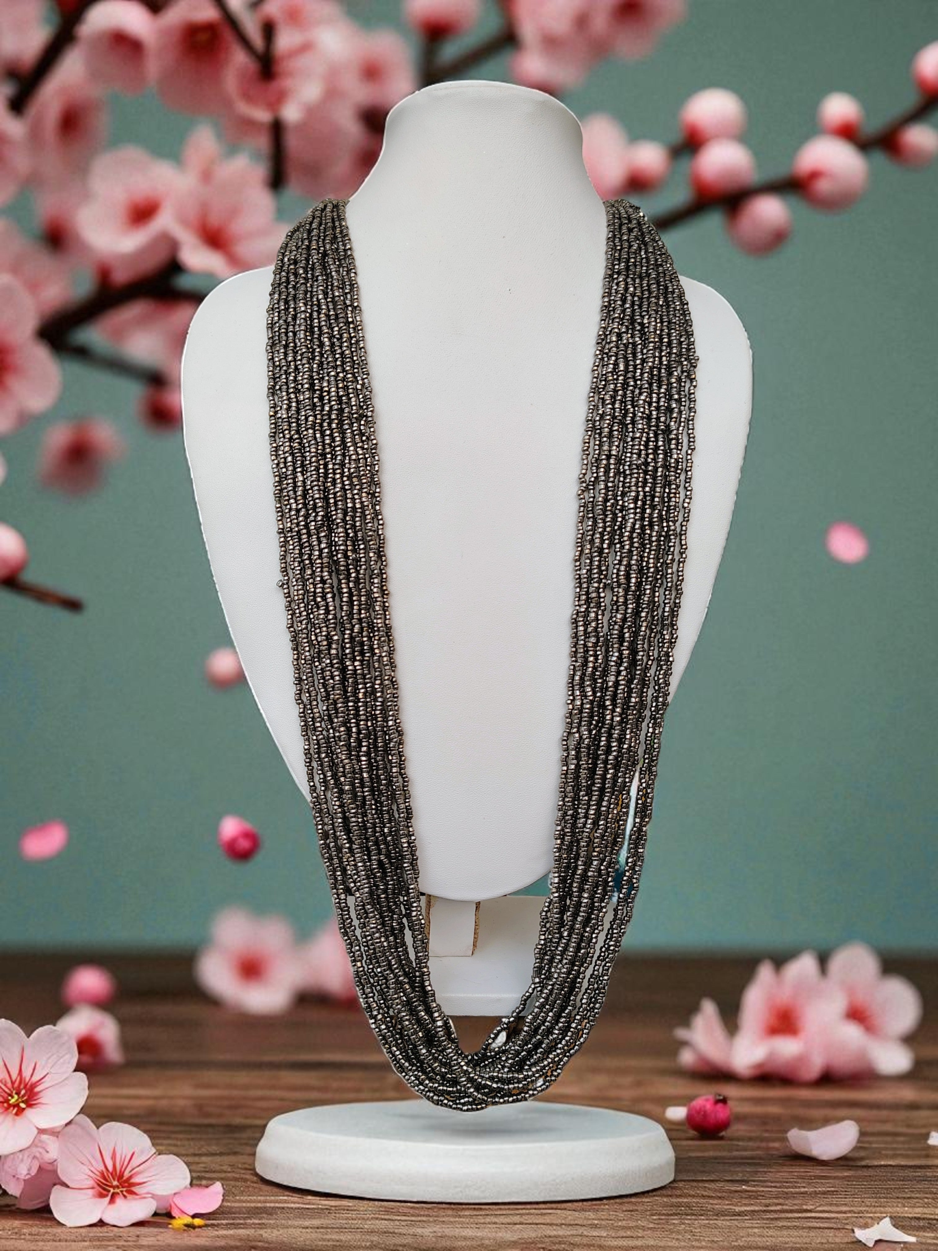 RangSaaz 20-Layer Luxe Long Beaded Necklace (With Optional Statement Earrings) - 16 Colors Available