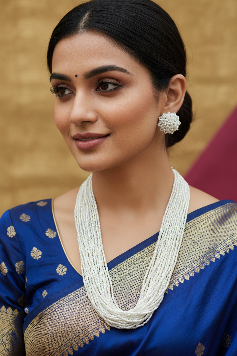 RangSaaz 20-Layer Luxe Long Beaded Necklace (With Optional Statement Earrings) - 16 Colors Available