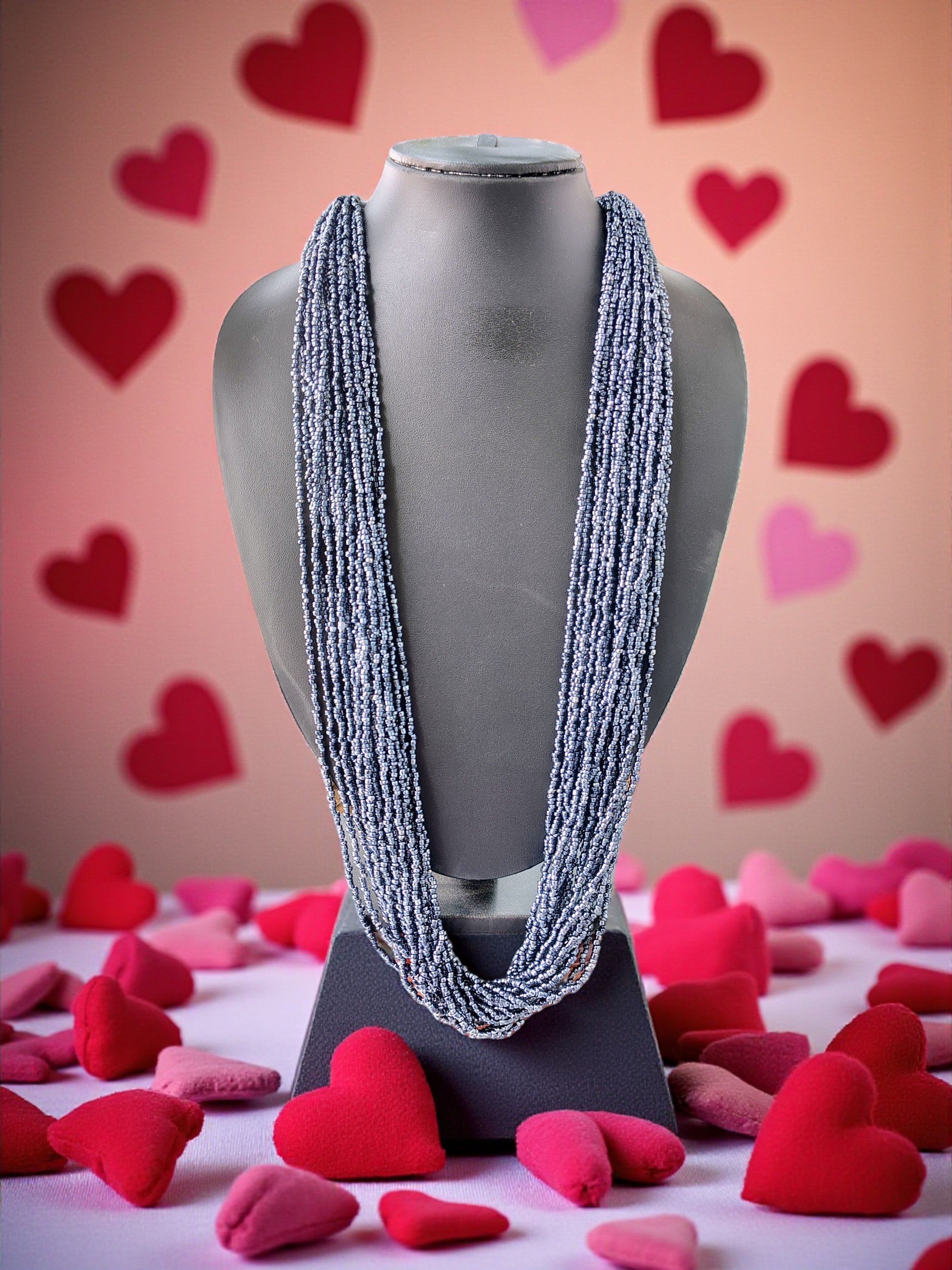RangSaaz 20-Layer Luxe Long Beaded Necklace (With Optional Statement Earrings) - 16 Colors Available