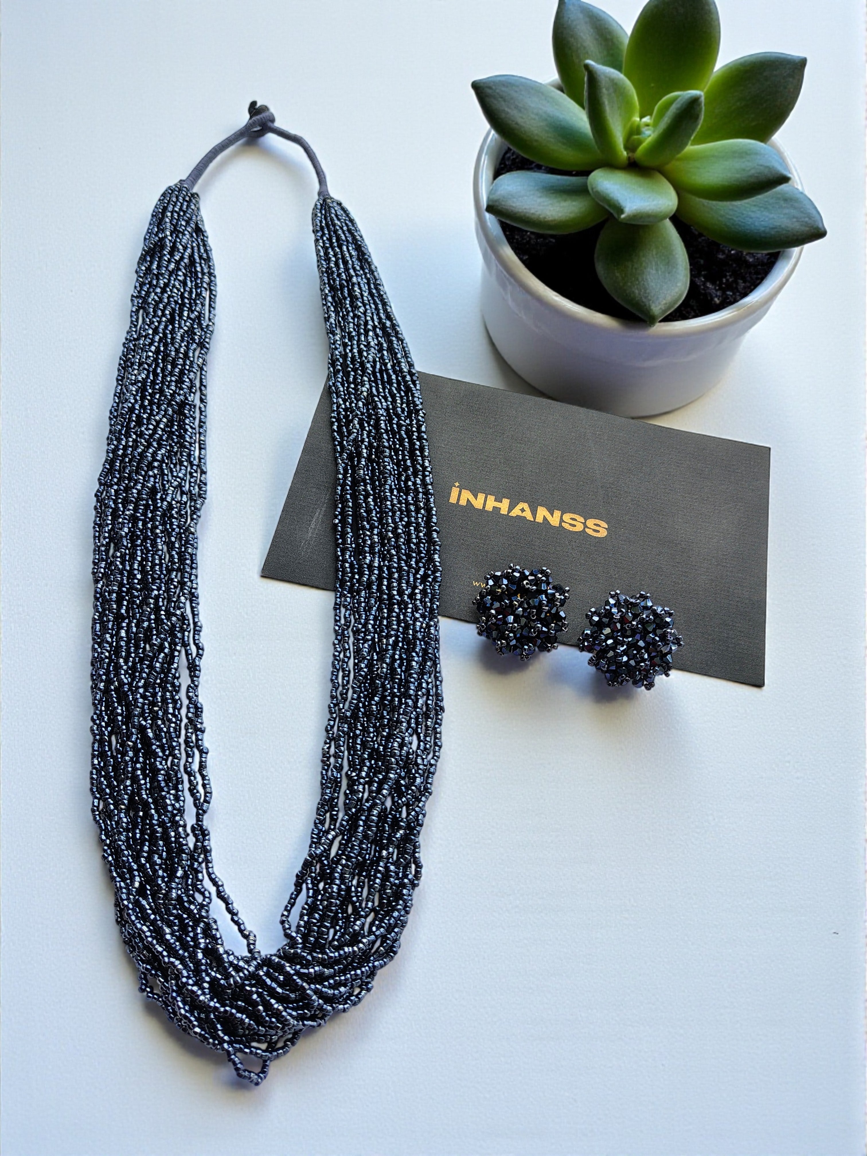 RangSaaz 20-Layer Luxe Long Beaded Necklace (With Optional Statement Earrings) - 16 Colors Available