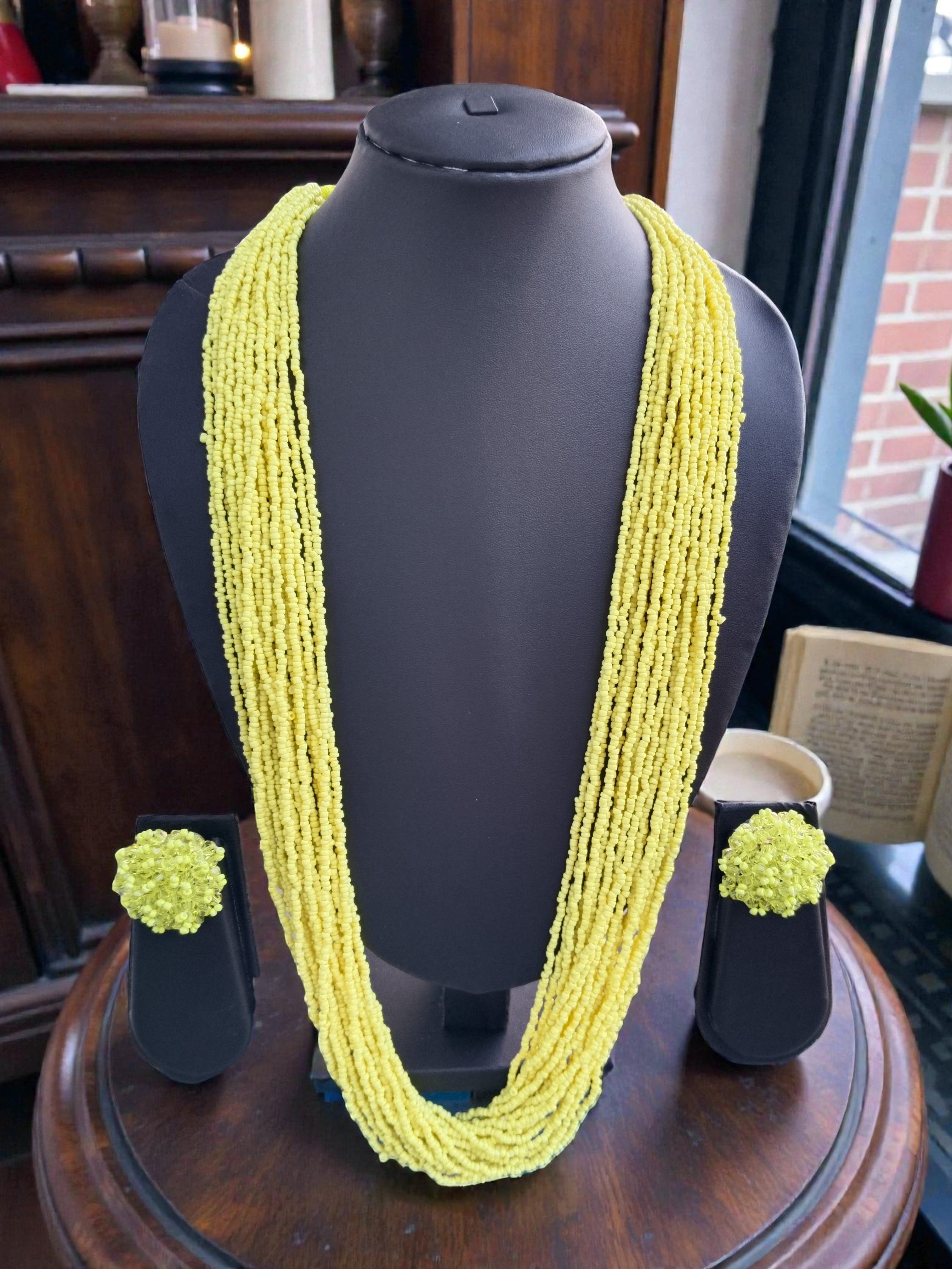RangSaaz 20-Layer Luxe Long Beaded Necklace (With Optional Statement Earrings) - 16 Colors Available