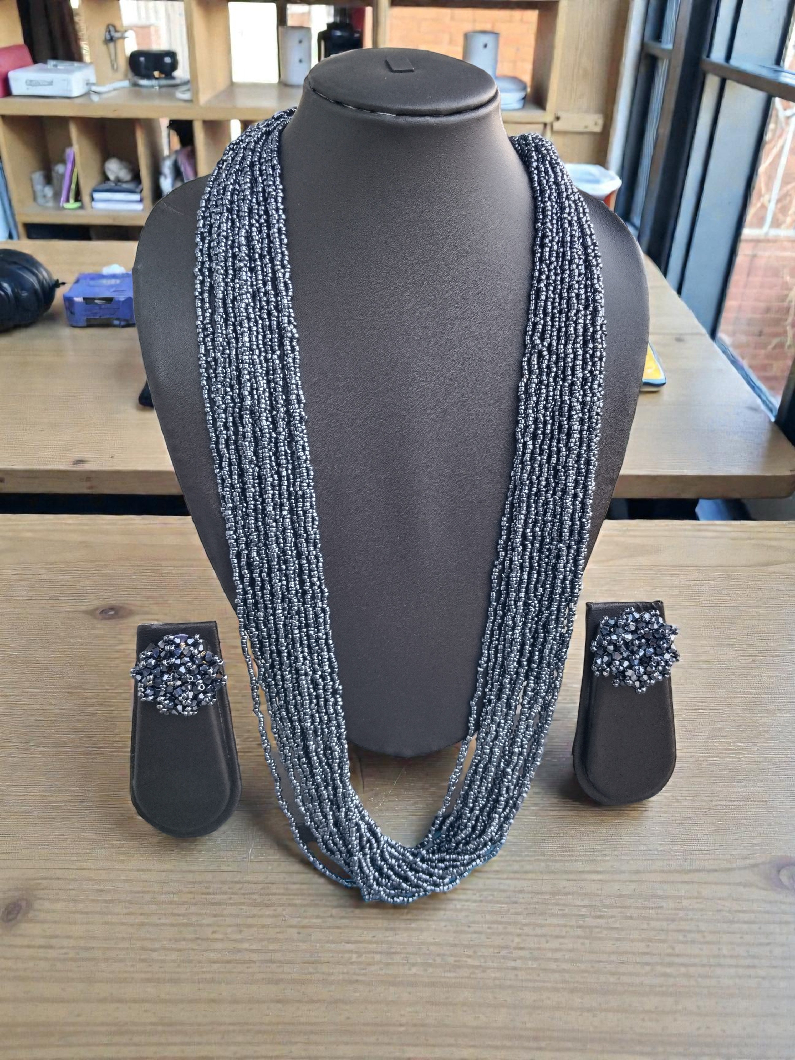 RangSaaz 20-Layer Luxe Long Beaded Necklace (With Optional Statement Earrings) - 16 Colors Available