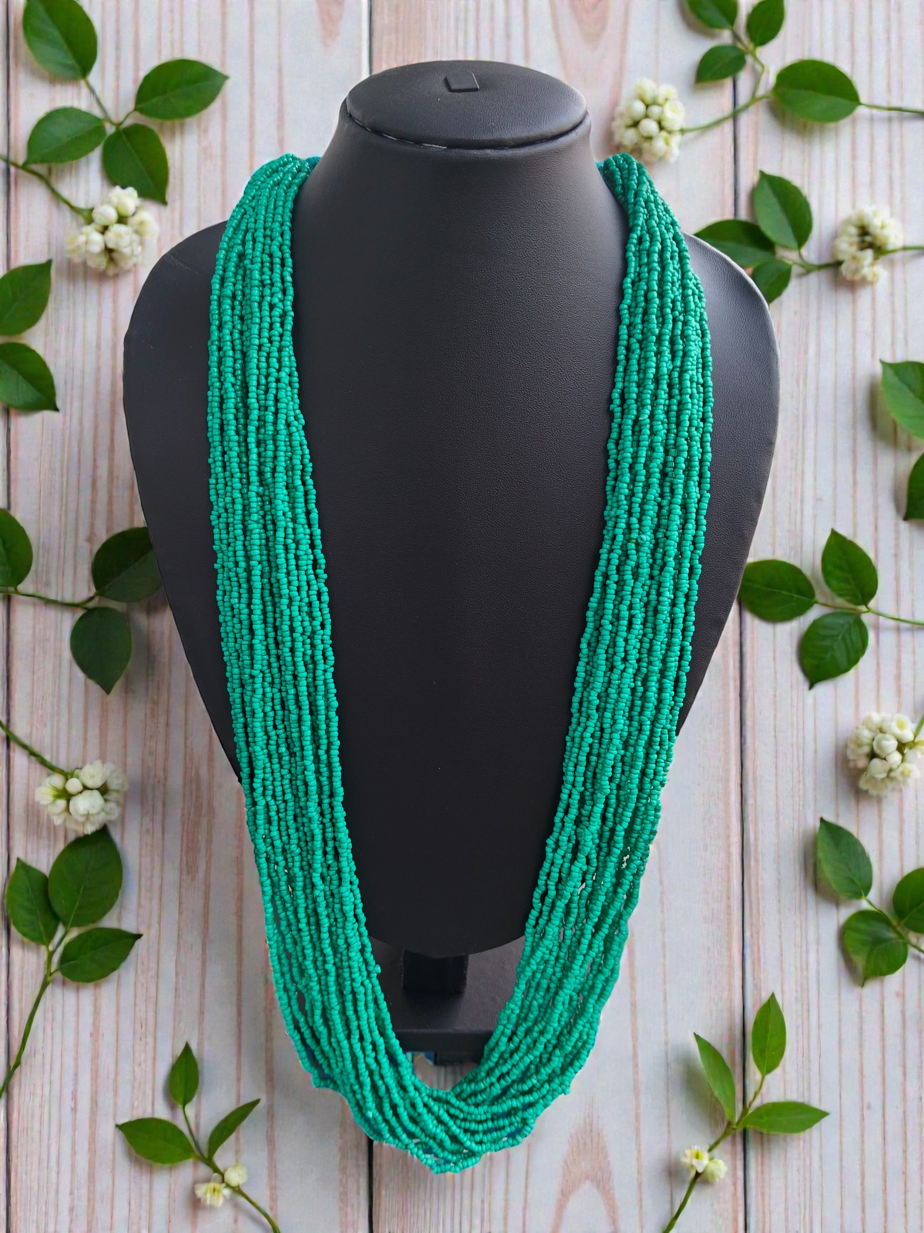RangSaaz 20-Layer Luxe Long Beaded Necklace (With Optional Statement Earrings) - 16 Colors Available