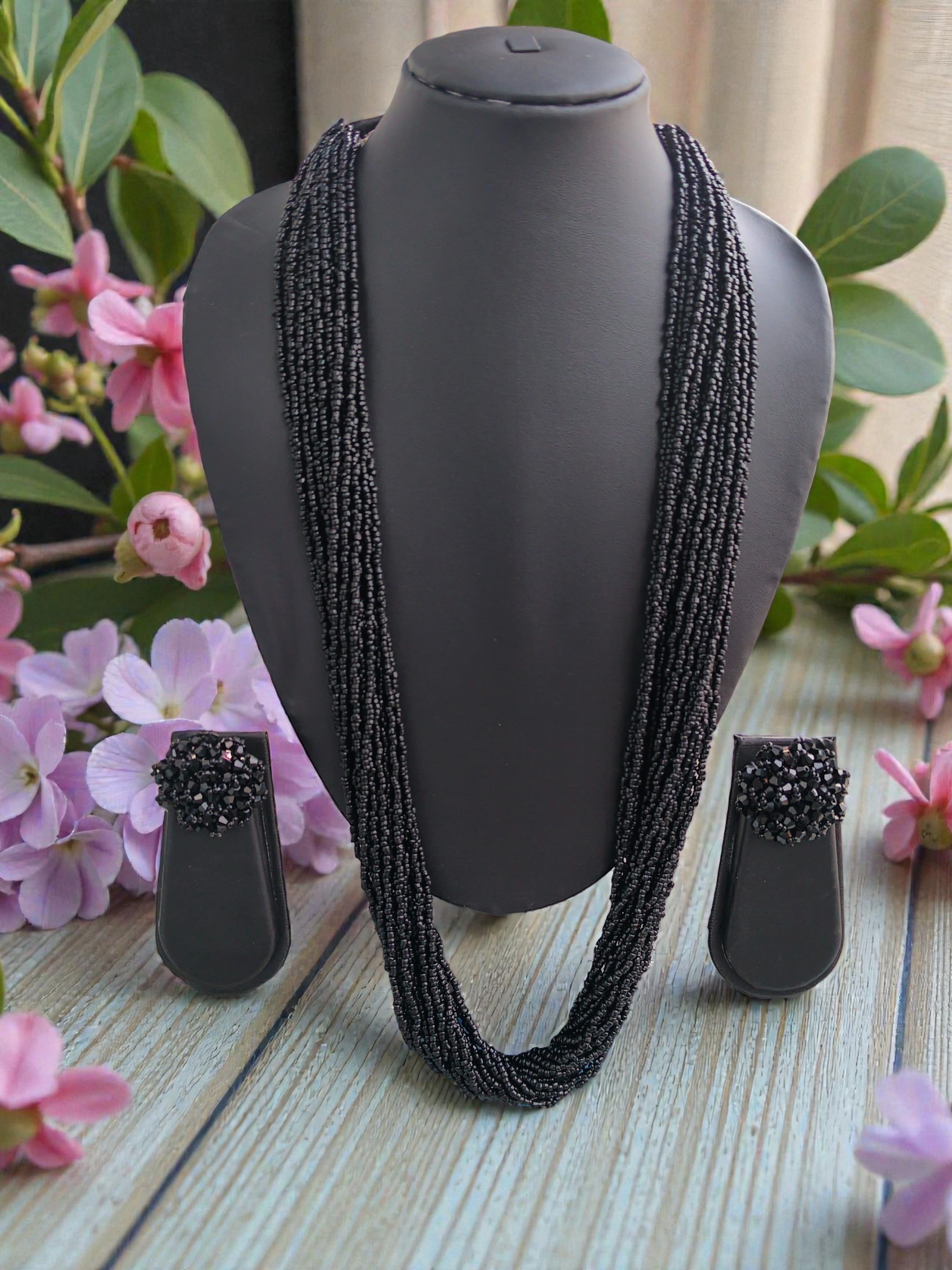 RangSaaz 20-Layer Luxe Long Beaded Necklace (With Optional Statement Earrings) - 16 Colors Available
