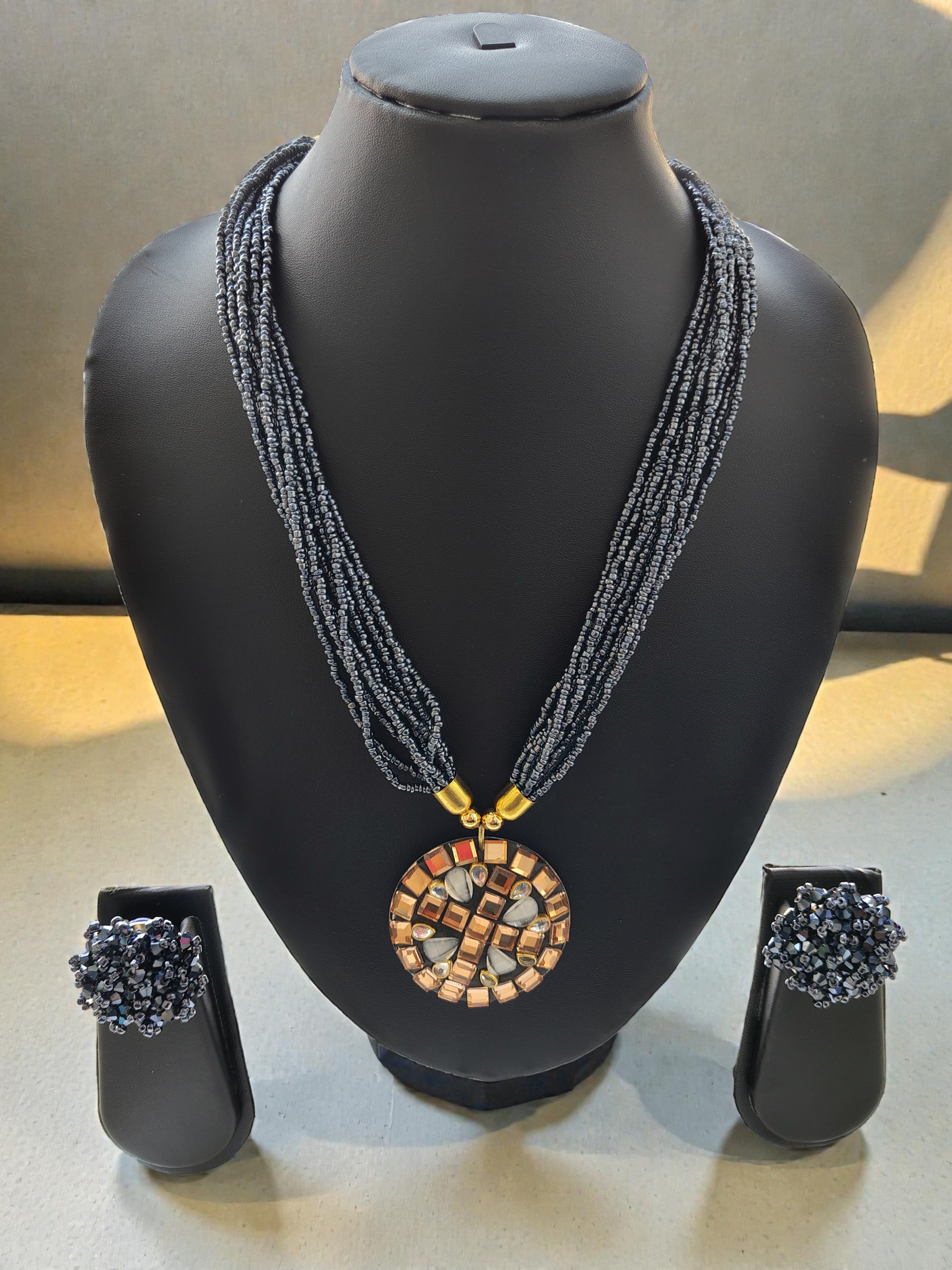 Occasion Wear Multi-Strand Mosaic Necklace Set- 9 Colours Available